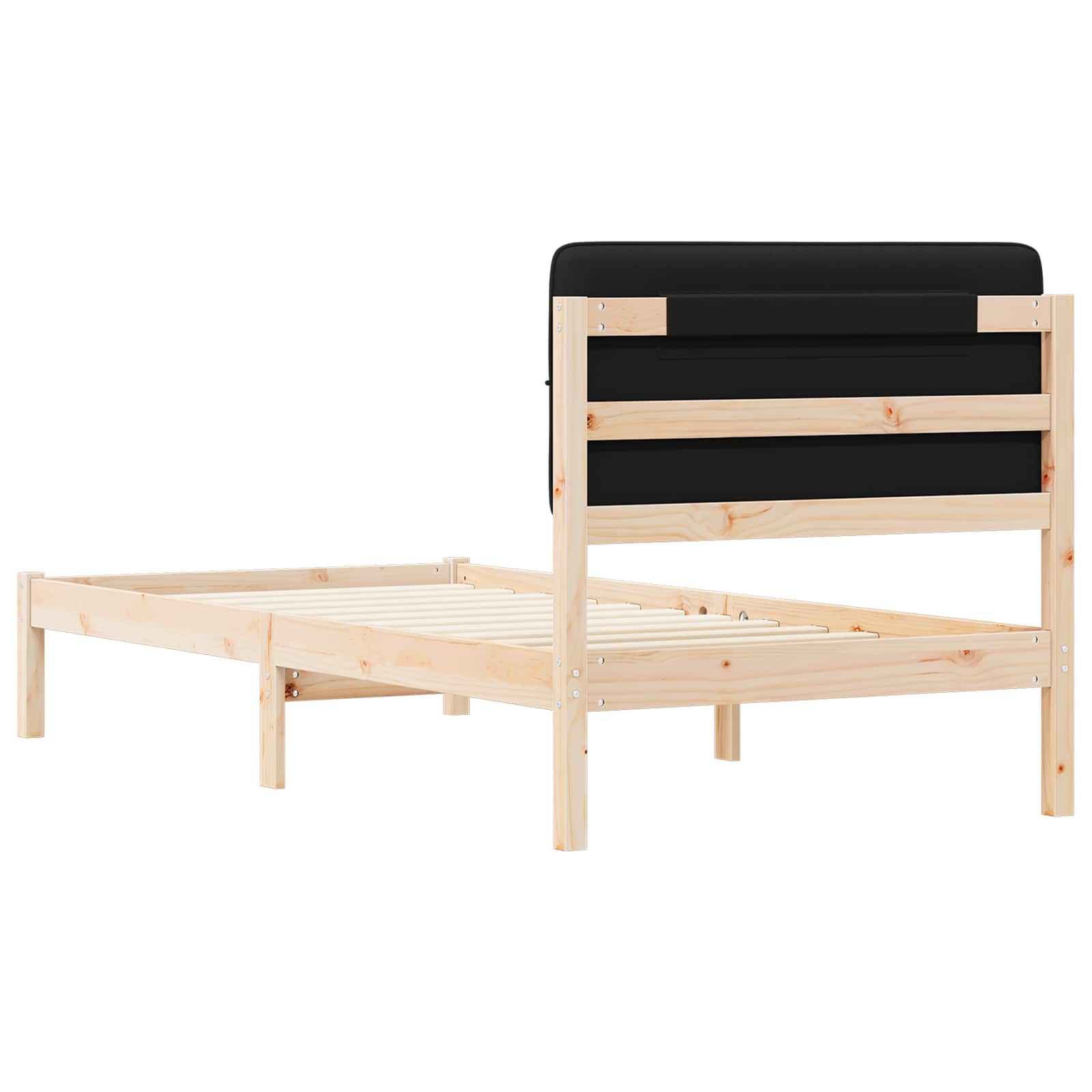 Bedframe met Gevoerd Hoofdgedeelte Zwart 90 x 190 cm is nu te koop bij PeponiXL, paradijselijk wonen!
