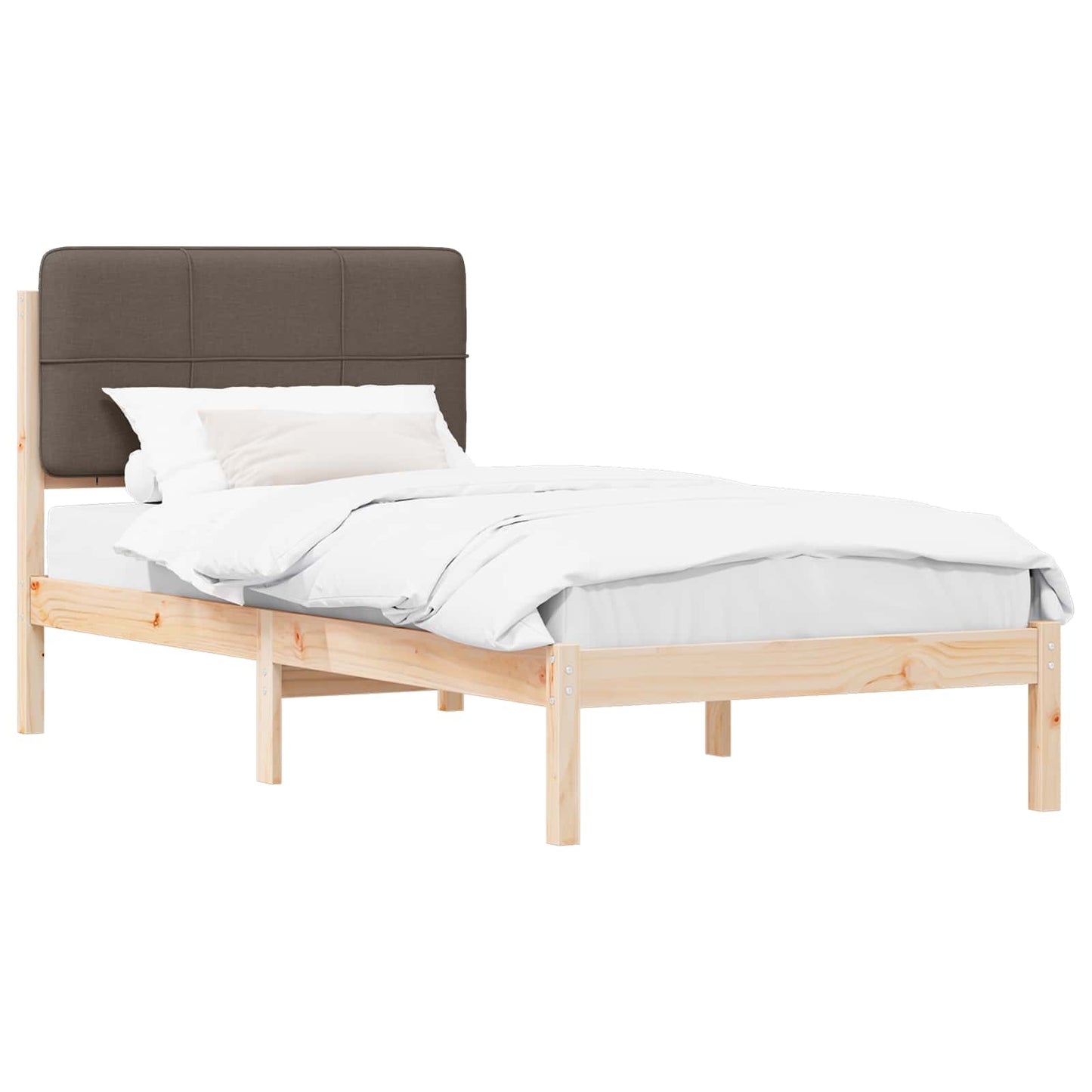 Bedframe met Gevoerd Hoofdgedeelte Taupe 90 x 190 cm is nu te koop bij PeponiXL, paradijselijk wonen!