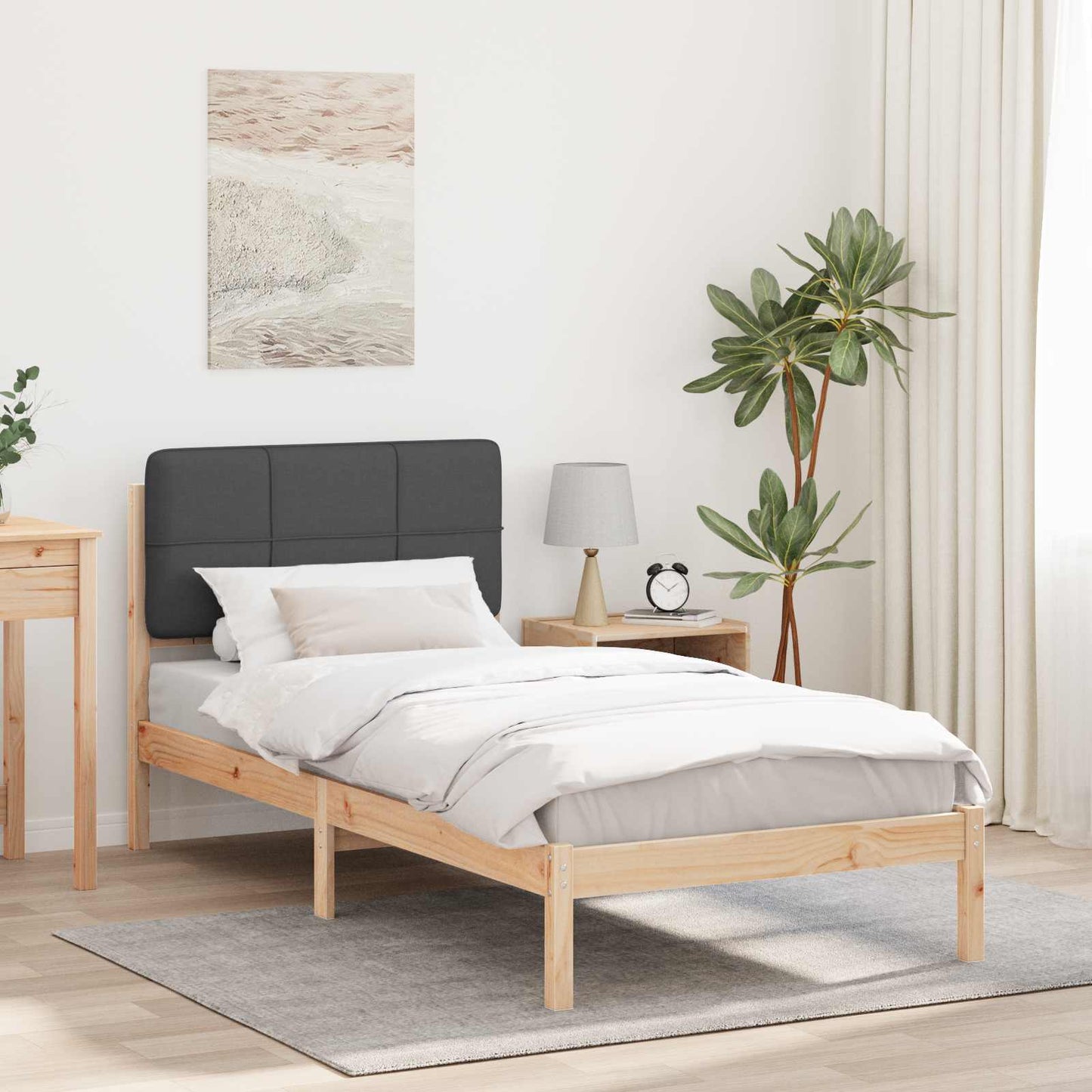 Bedframe met Gevoerd Hoofdgedeelte Donkergrijs 75 x 190 cm is nu te koop bij PeponiXL, paradijselijk wonen!