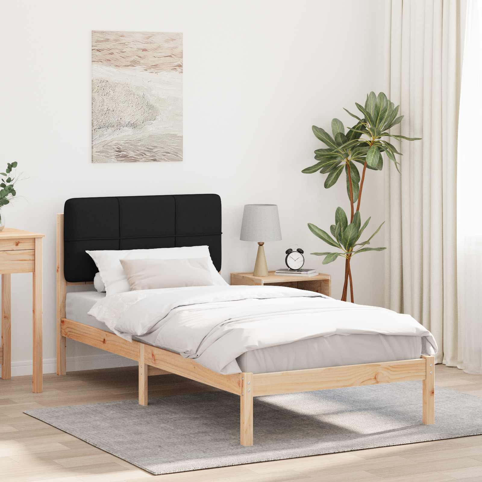 Bedframe met Gevoerd Hoofdgedeelte Zwart 75 x 190 cm is nu te koop bij PeponiXL, paradijselijk wonen!