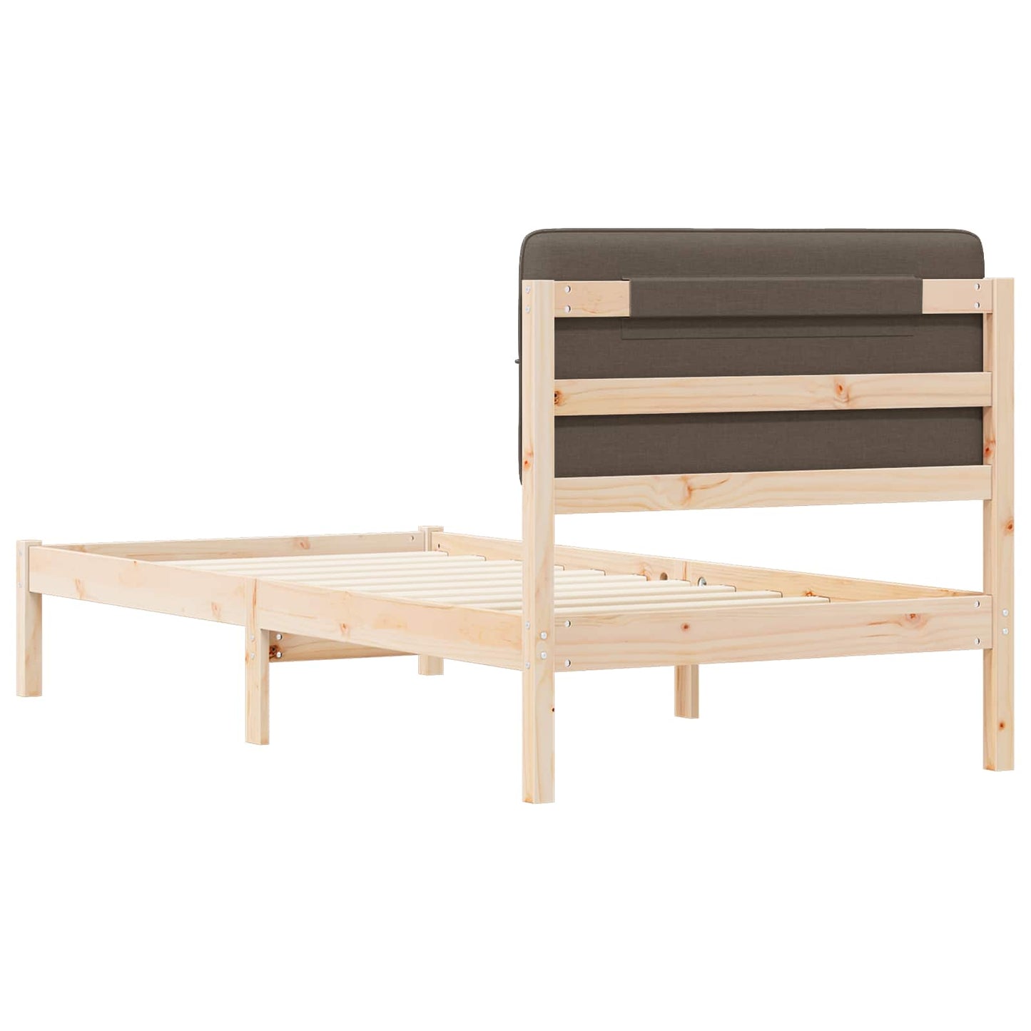 Bedframe met Gevoerd Hoofdgedeelte Taupe 75 x 190 cm is nu te koop bij PeponiXL, paradijselijk wonen!