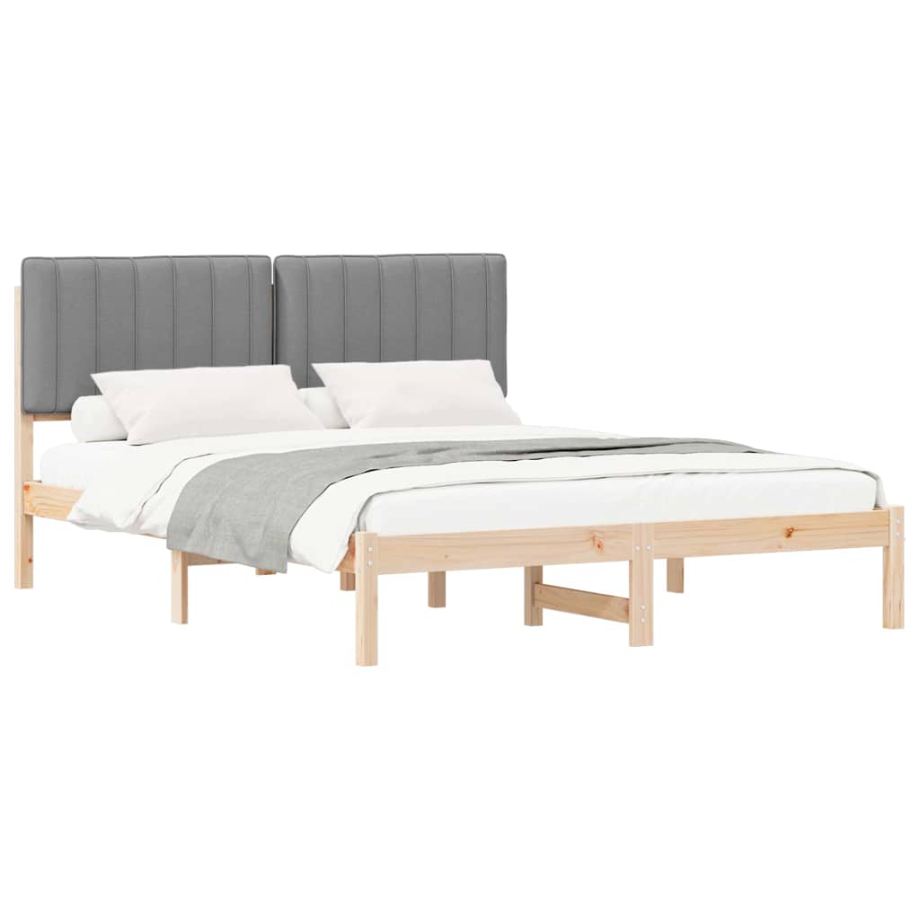 Bedframe met Gevoerd Hoofdgedeelte Lichtgrijs 160 x 200 cm is nu te koop bij PeponiXL, paradijselijk wonen!