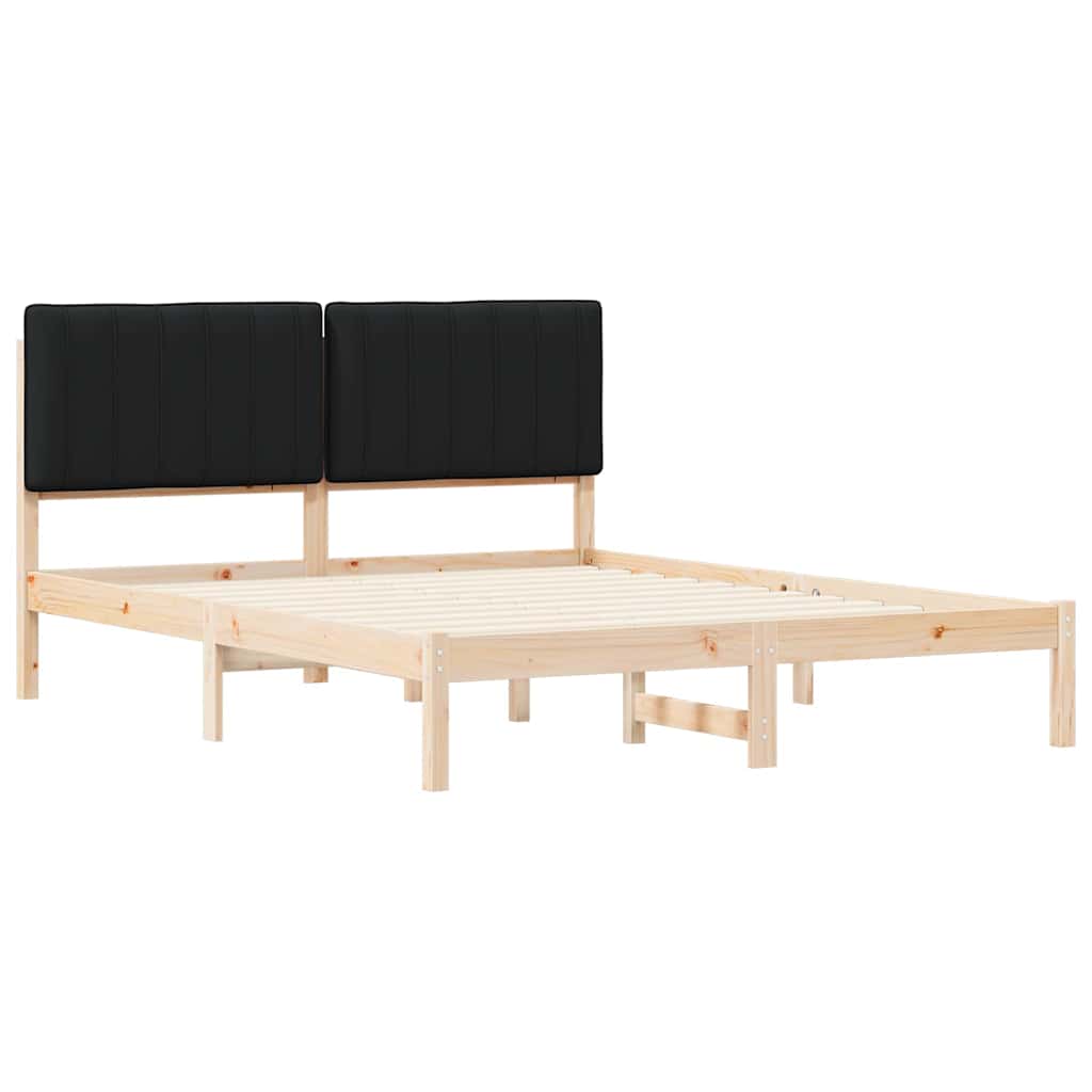 Bedframe met Gevoerd Hoofdgedeelte Zwart 160 x 200 cm is nu te koop bij PeponiXL, paradijselijk wonen!