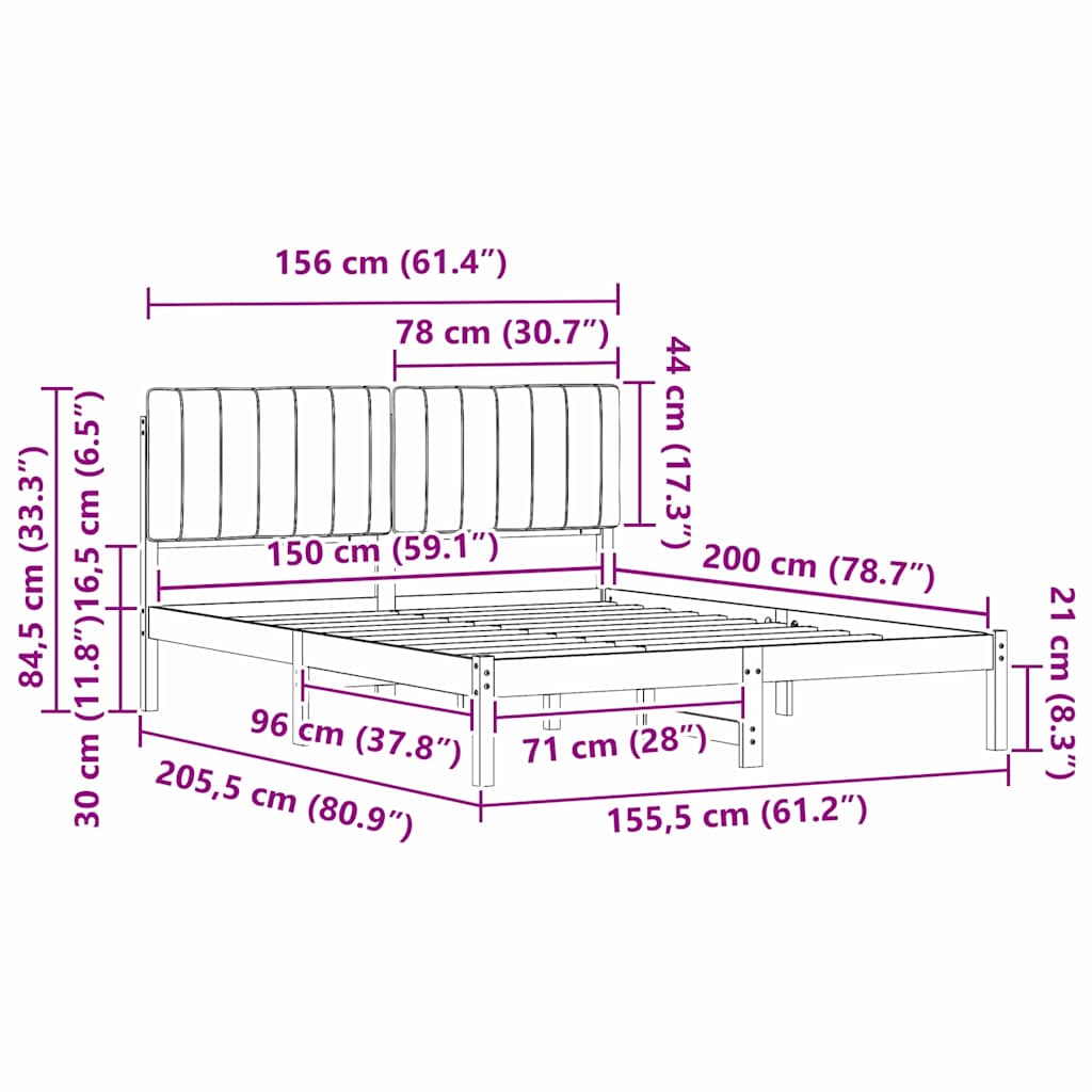Bedframe met Gevoerd Hoofdgedeelte Donkergrijs 150 x 200 cm is nu te koop bij PeponiXL, paradijselijk wonen!