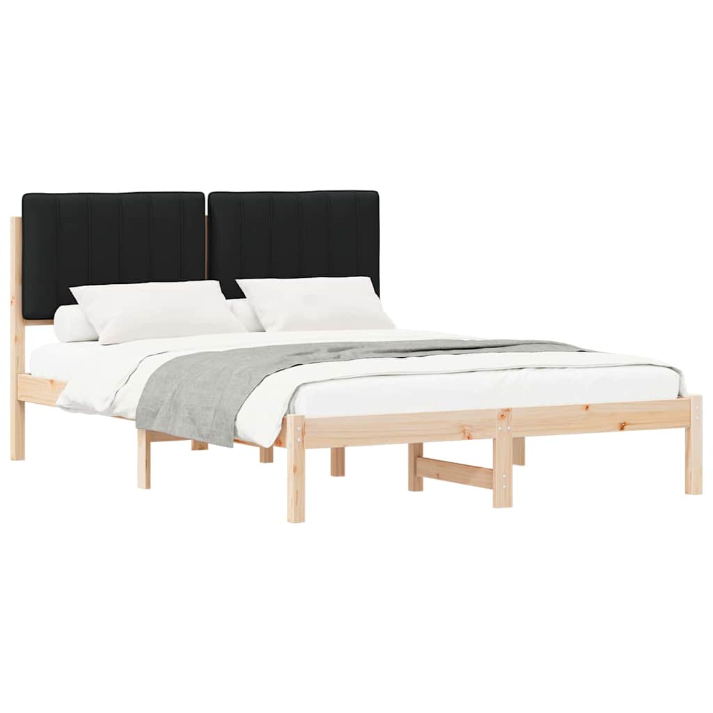 Bedframe met Gevoerd Hoofdgedeelte Zwart 140 x 200 cm is nu te koop bij PeponiXL, paradijselijk wonen!