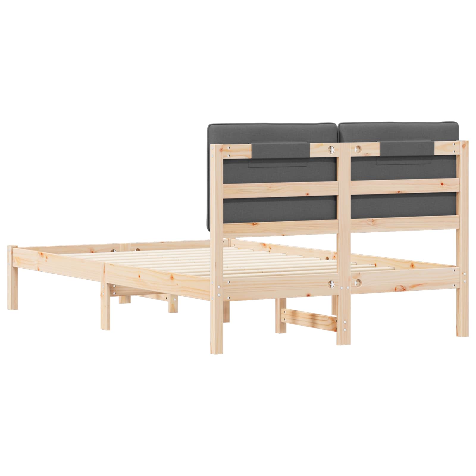 Bedframe met Gevoerd Hoofdgedeelte Natuurlijk en Donkergrijs is nu te koop bij PeponiXL, paradijselijk wonen!