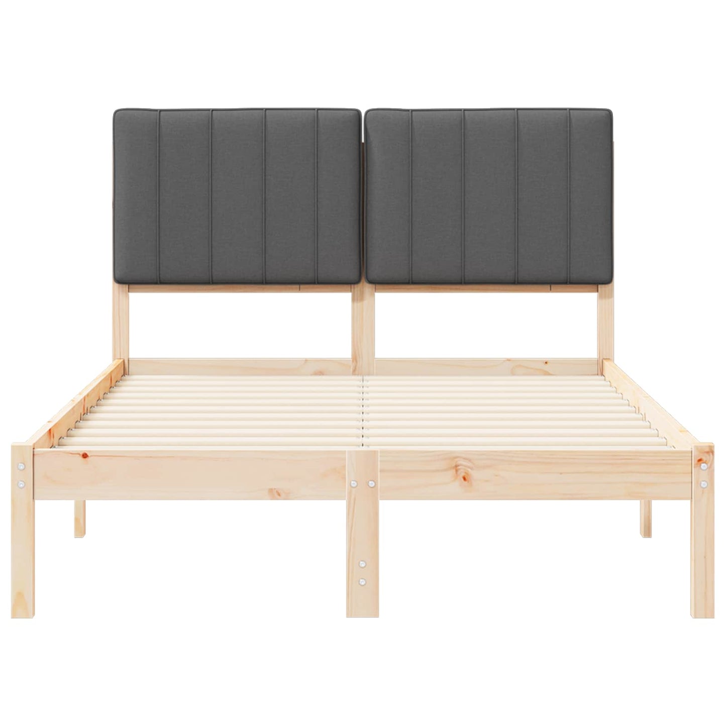 Bedframe met Gevoerd Hoofdgedeelte Natuurlijk en Donkergrijs is nu te koop bij PeponiXL, paradijselijk wonen!