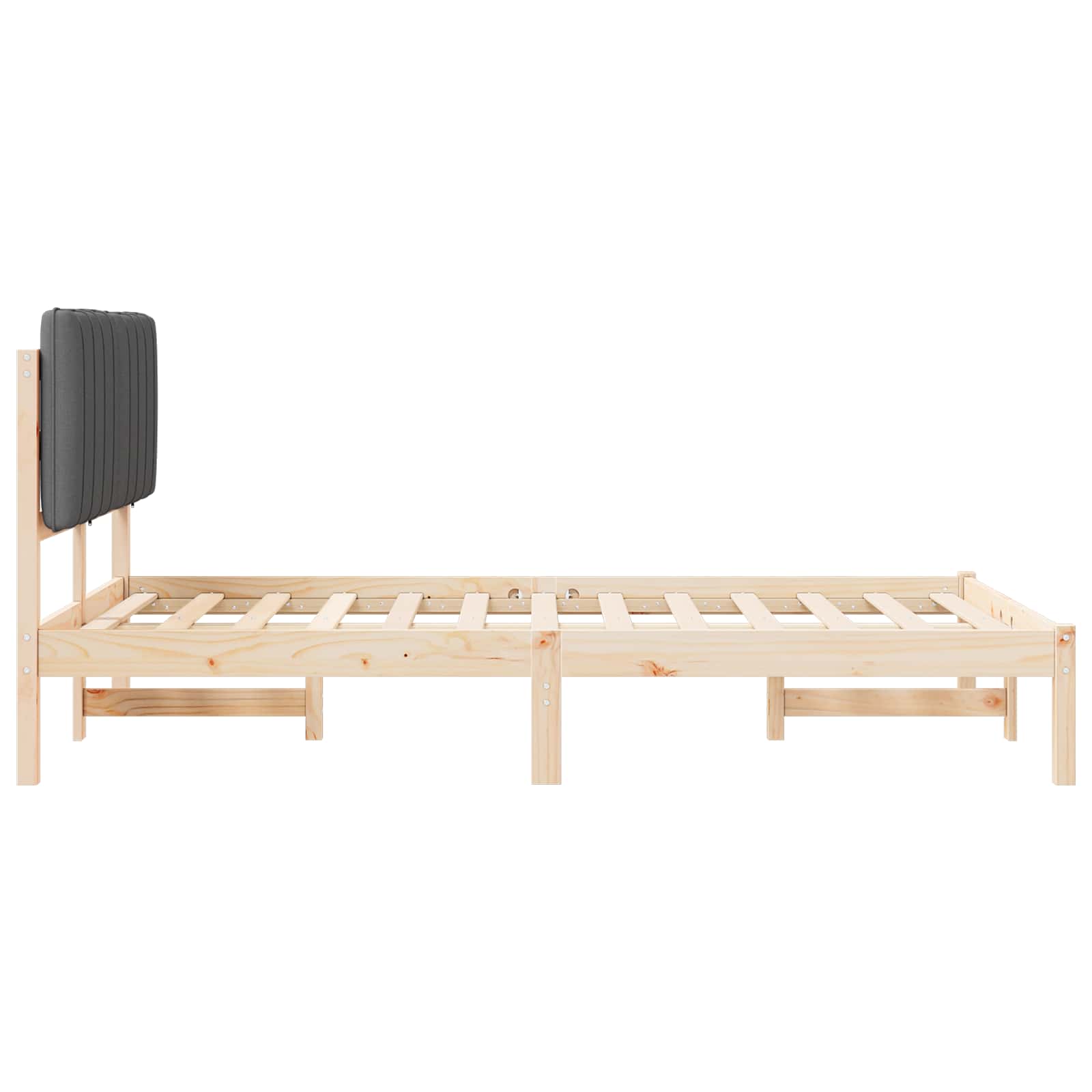Bedframe met Gevoerd Hoofdgedeelte Natuurlijk en Donkergrijs is nu te koop bij PeponiXL, paradijselijk wonen!