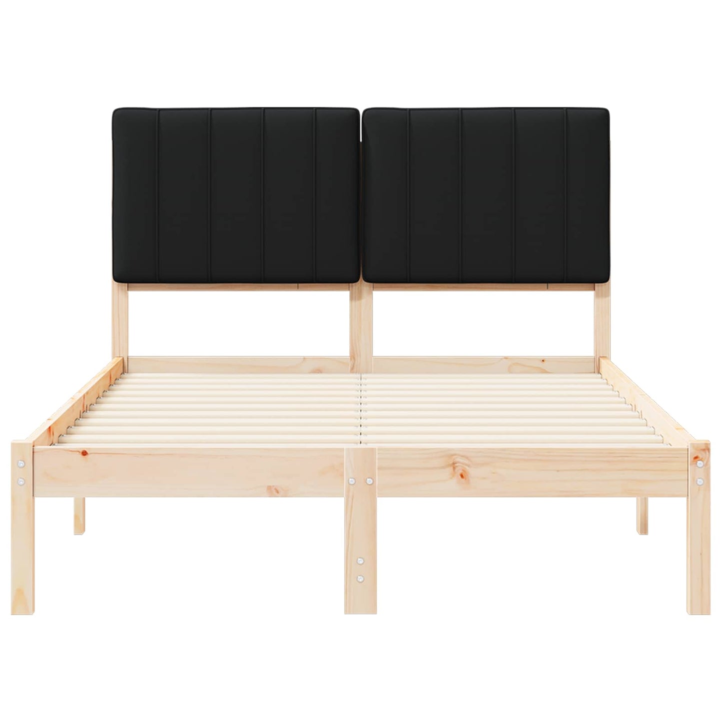 Bedframe met Gevoerd Hoofdgedeelte Natuurlijk en Zwart is nu te koop bij PeponiXL, paradijselijk wonen!