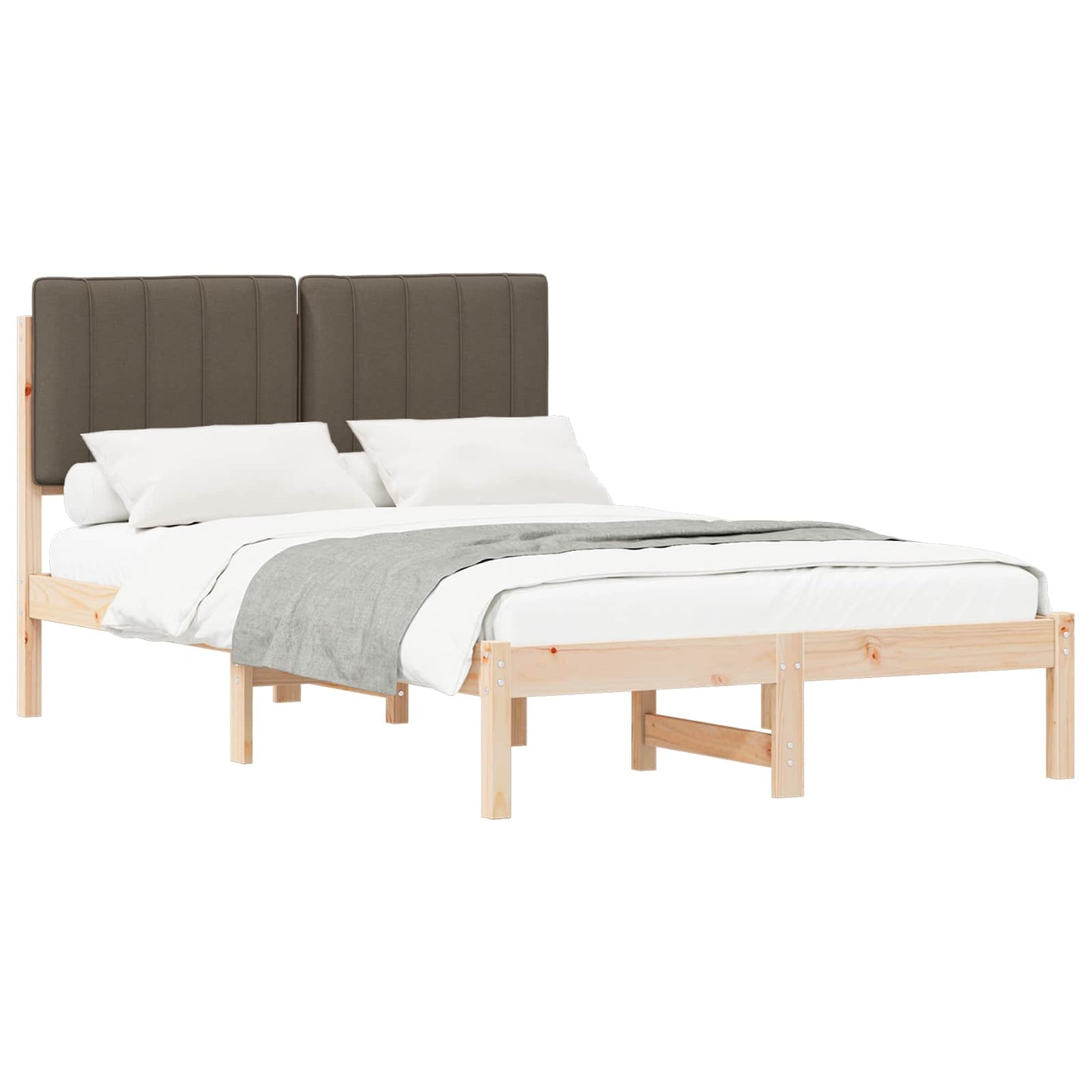 Bedframe met Gevoerd Hoofdgedeelte Natuurlijk en Taupe is nu te koop bij PeponiXL, paradijselijk wonen!