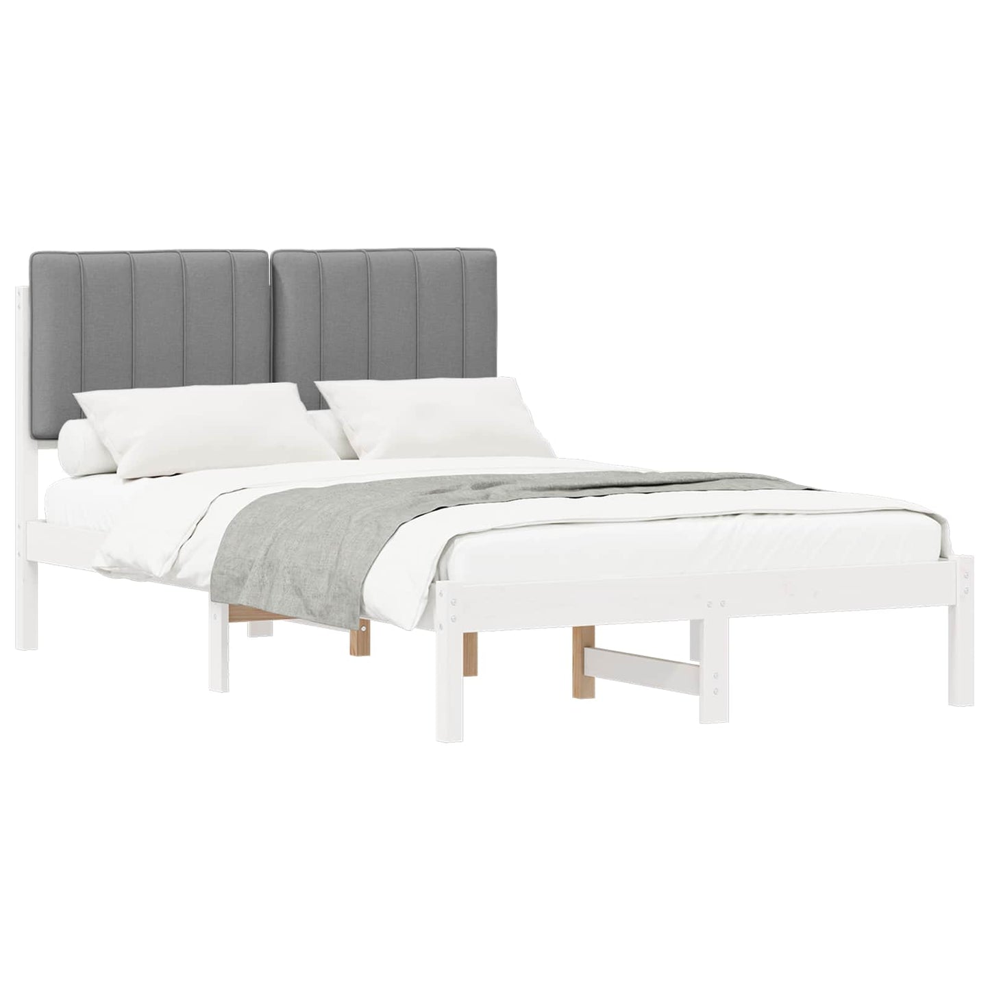 Bedframe met Gevoerd Hoofdgedeelte Wit en Lichtgrijs is nu te koop bij PeponiXL, paradijselijk wonen!
