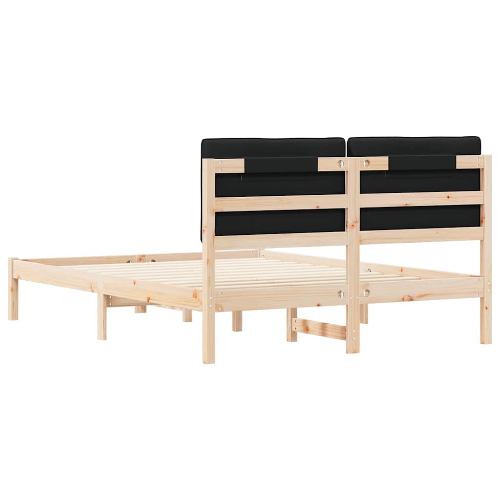 Bedframe met Gevoerd Hoofdgedeelte Zwart 140 x 190 cm is nu te koop bij PeponiXL, paradijselijk wonen!