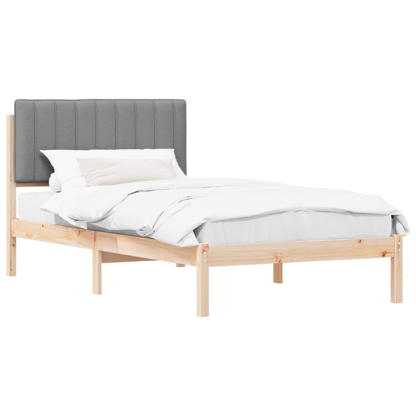 Bedframe met Gevoerd Hoofdgedeelte Lichtgrijs 100 x 200 cm is nu te koop bij PeponiXL, paradijselijk wonen!