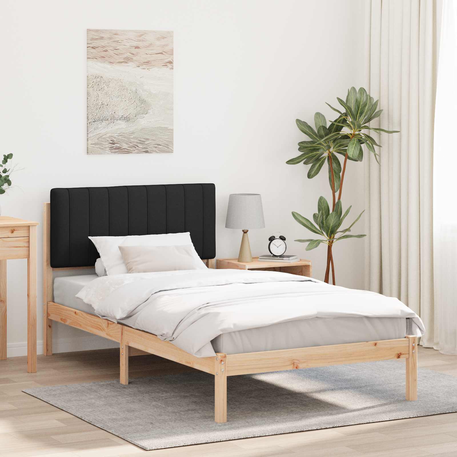 Bedframe met Gevoerd Hoofdgedeelte Zwart 100 x 200 cm is nu te koop bij PeponiXL, paradijselijk wonen!