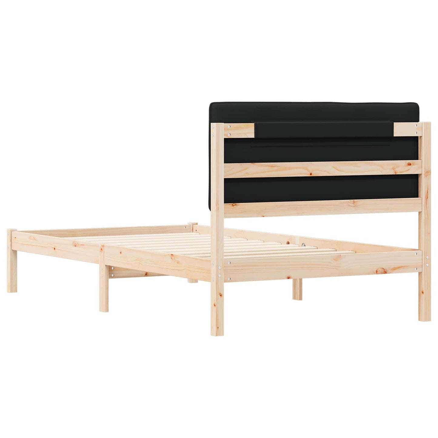Bedframe met Gevoerd Hoofdgedeelte Zwart 100 x 200 cm is nu te koop bij PeponiXL, paradijselijk wonen!