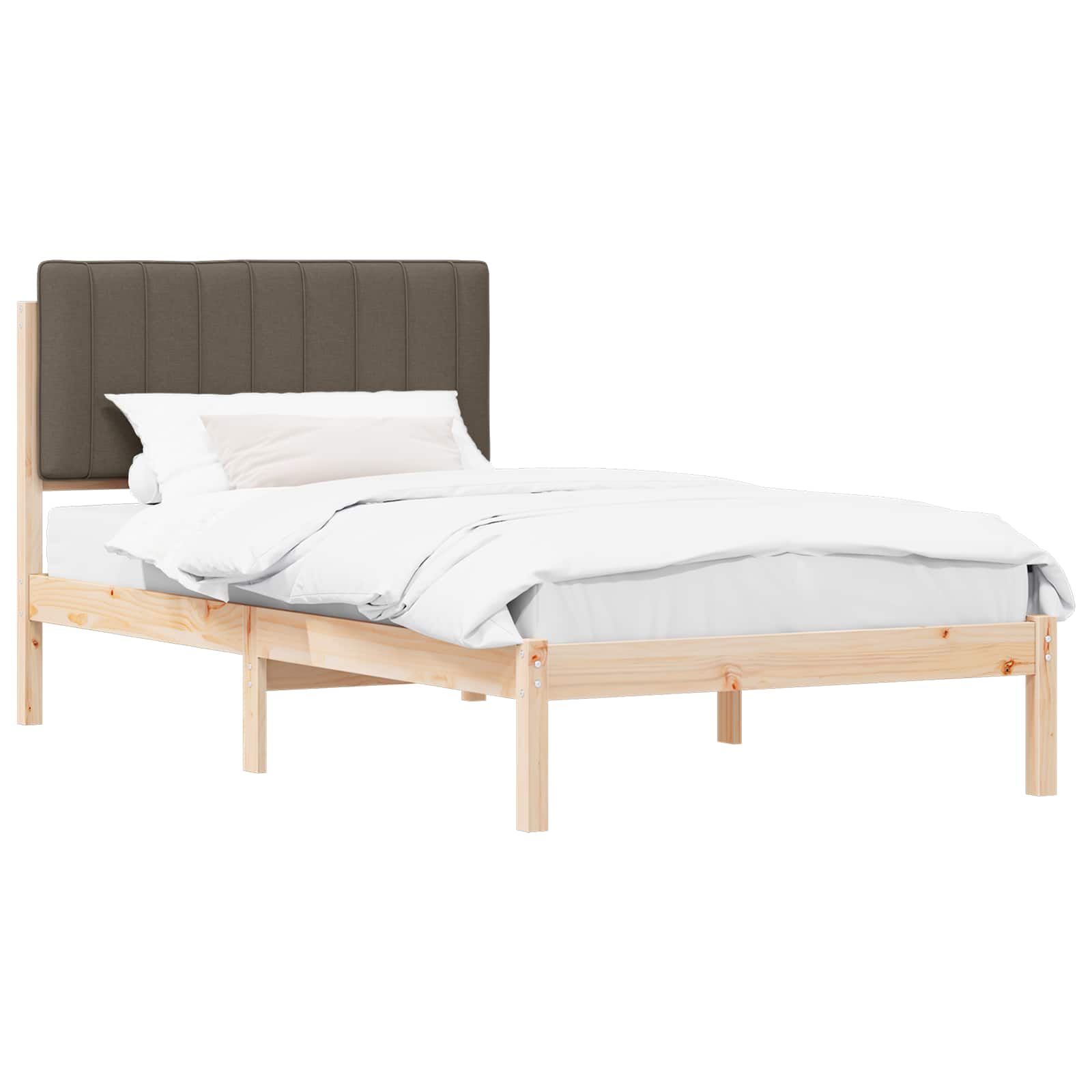 Bedframe met Gevoerd Hoofdgedeelte Taupe 100 x 200 cm is nu te koop bij PeponiXL, paradijselijk wonen!