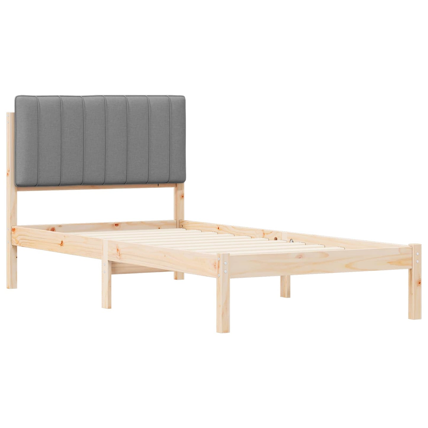 Bedframe met Gevoerd Hoofdgedeelte Natuurlijk en Lichtgrijs is nu te koop bij PeponiXL, paradijselijk wonen!