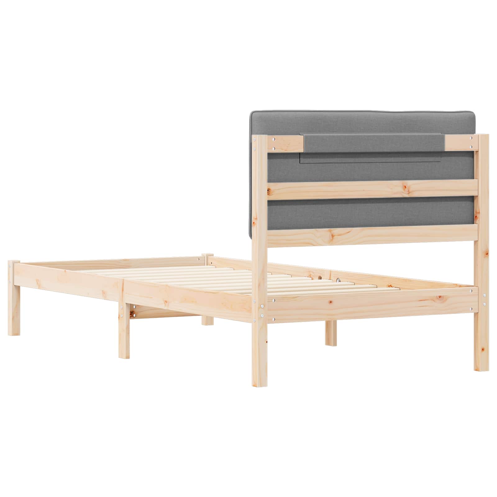 Bedframe met Gevoerd Hoofdgedeelte Natuurlijk en Lichtgrijs is nu te koop bij PeponiXL, paradijselijk wonen!