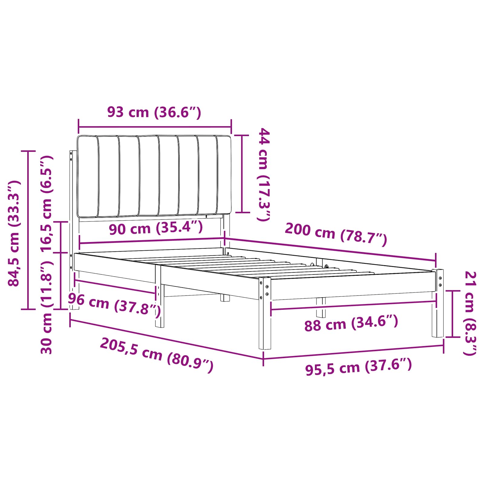 Bedframe met Gevoerd Hoofdgedeelte Natuurlijk en Lichtgrijs is nu te koop bij PeponiXL, paradijselijk wonen!