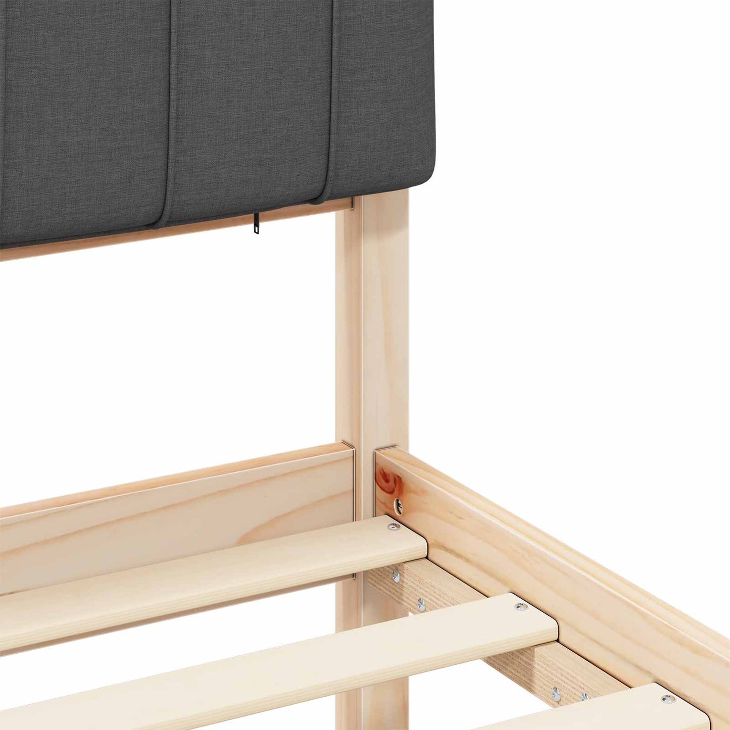 Bedframe met Gevoerd Hoofdgedeelte Natuurlijk en Donkergrijs is nu te koop bij PeponiXL, paradijselijk wonen!