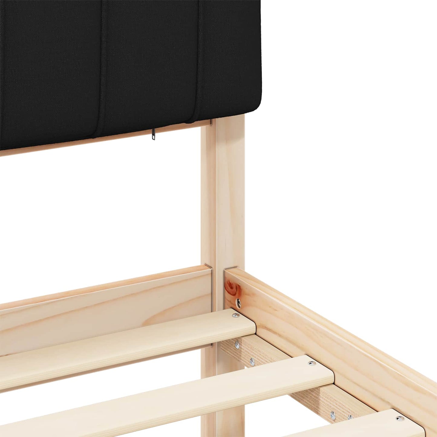 Bedframe met Gevoerd Hoofdgedeelte Natuurlijk en Zwart is nu te koop bij PeponiXL, paradijselijk wonen!