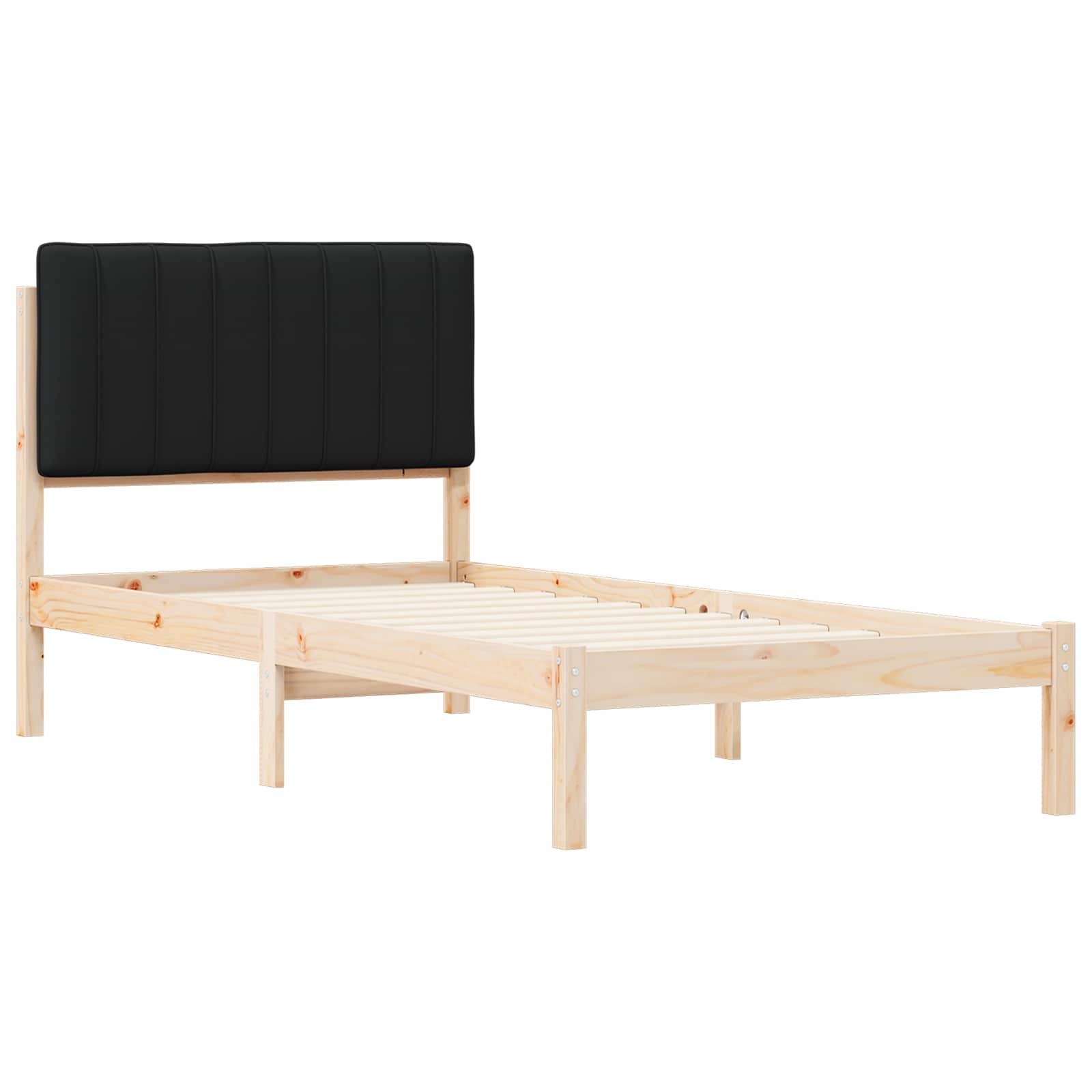 Bedframe met Gevoerd Hoofdgedeelte Natuurlijk en Zwart is nu te koop bij PeponiXL, paradijselijk wonen!
