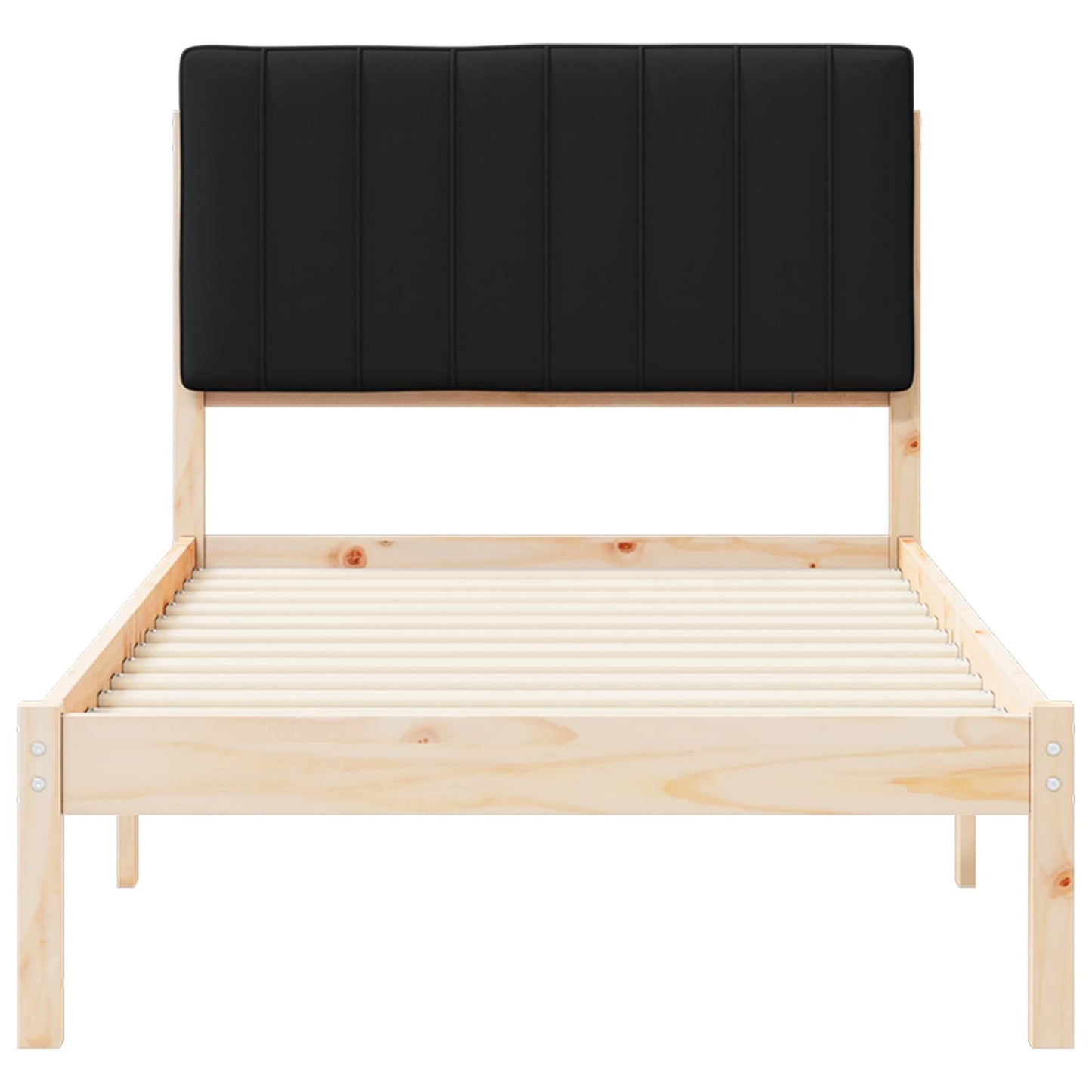 Bedframe met Gevoerd Hoofdgedeelte Natuurlijk en Zwart is nu te koop bij PeponiXL, paradijselijk wonen!