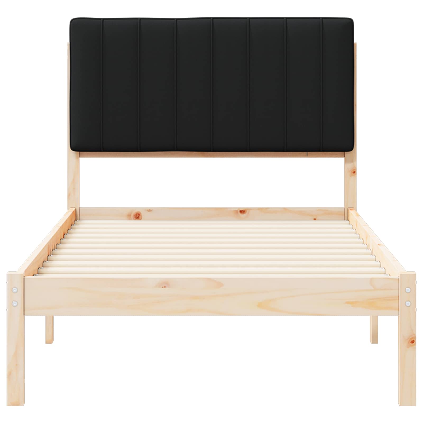Bedframe met Gevoerd Hoofdgedeelte Natuurlijk en Zwart is nu te koop bij PeponiXL, paradijselijk wonen!