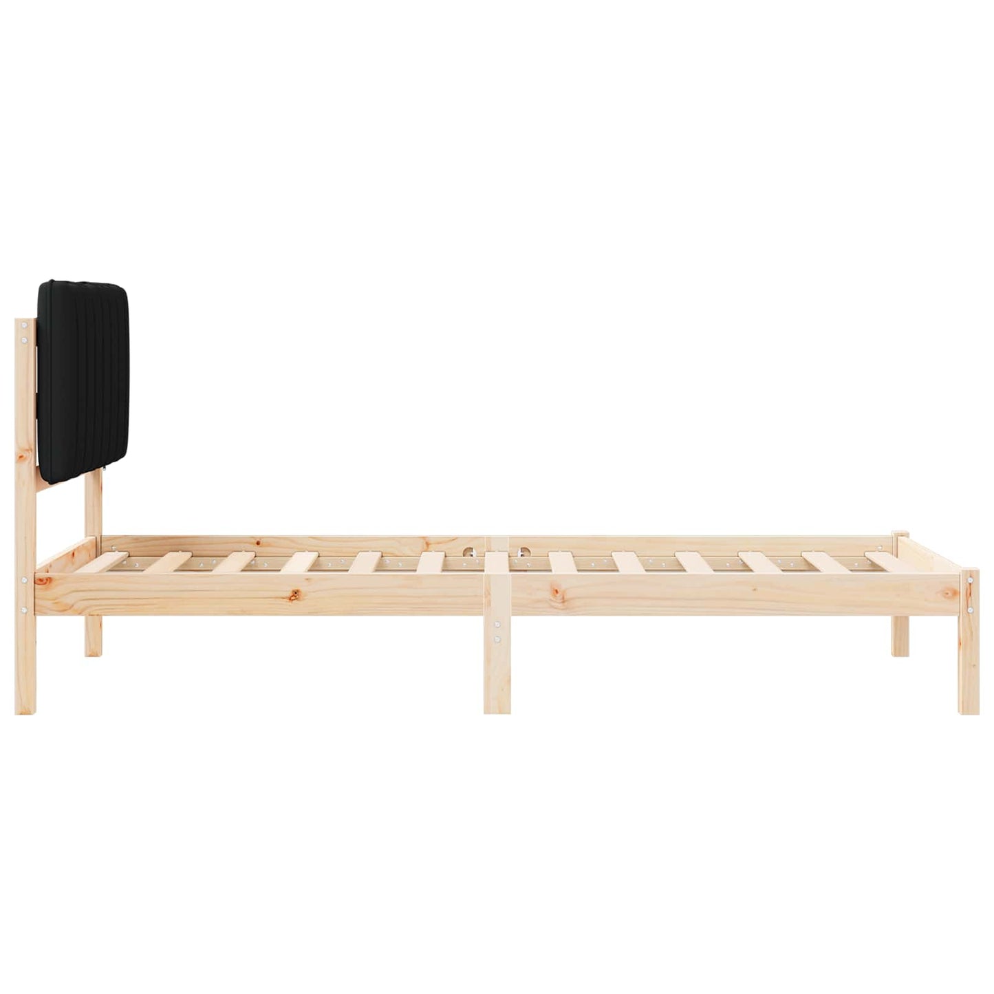 Bedframe met Gevoerd Hoofdgedeelte Natuurlijk en Zwart is nu te koop bij PeponiXL, paradijselijk wonen!