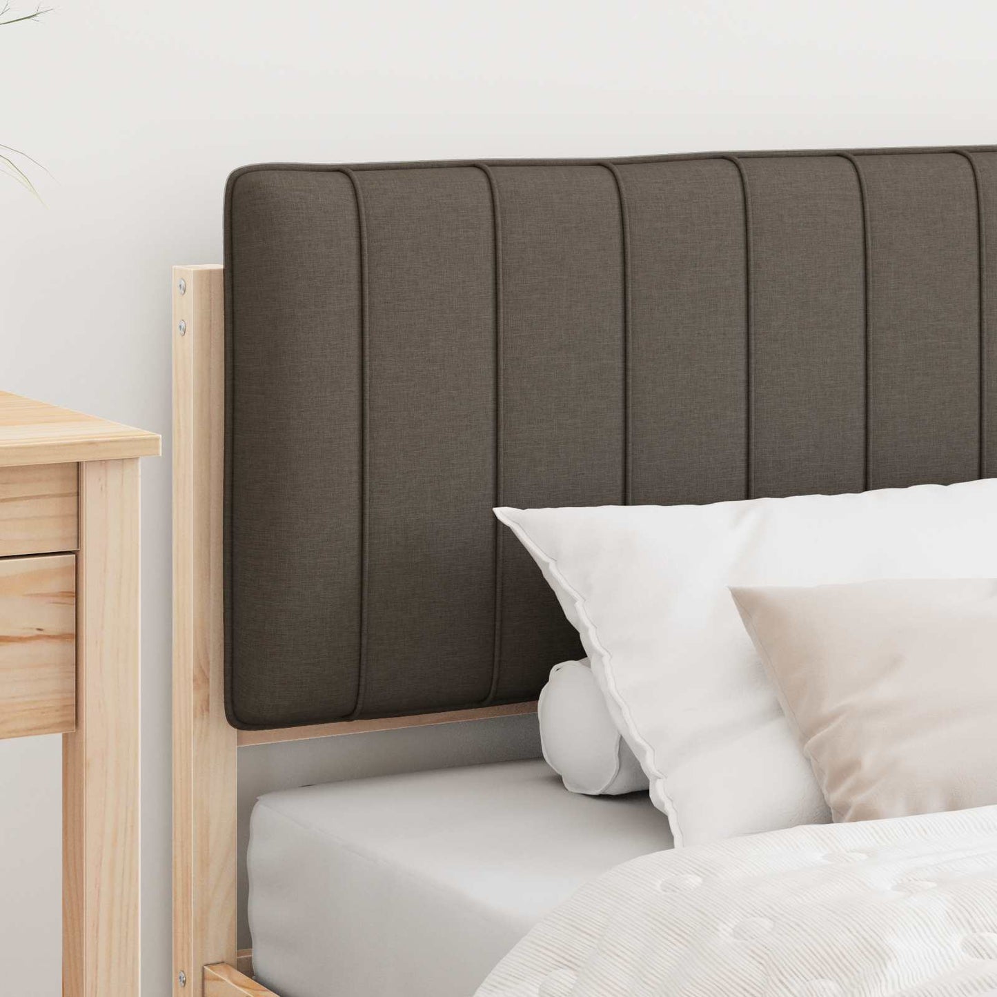 Bedframe met Gevoerd Hoofdgedeelte Natuurlijk en Taupe is nu te koop bij PeponiXL, paradijselijk wonen!