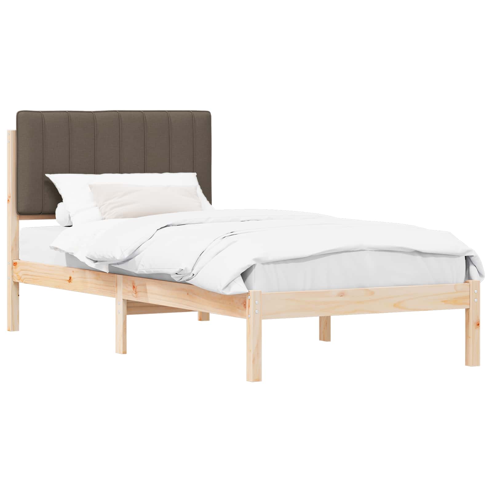 Bedframe met Gevoerd Hoofdgedeelte Natuurlijk en Taupe is nu te koop bij PeponiXL, paradijselijk wonen!