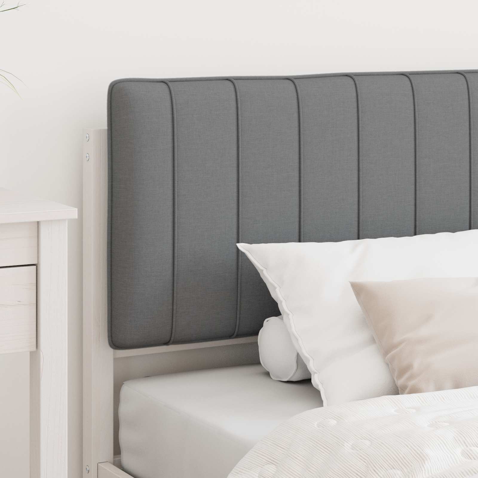 Bedframe met Gevoerd Hoofdgedeelte Wit en Lichtgrijs is nu te koop bij PeponiXL, paradijselijk wonen!