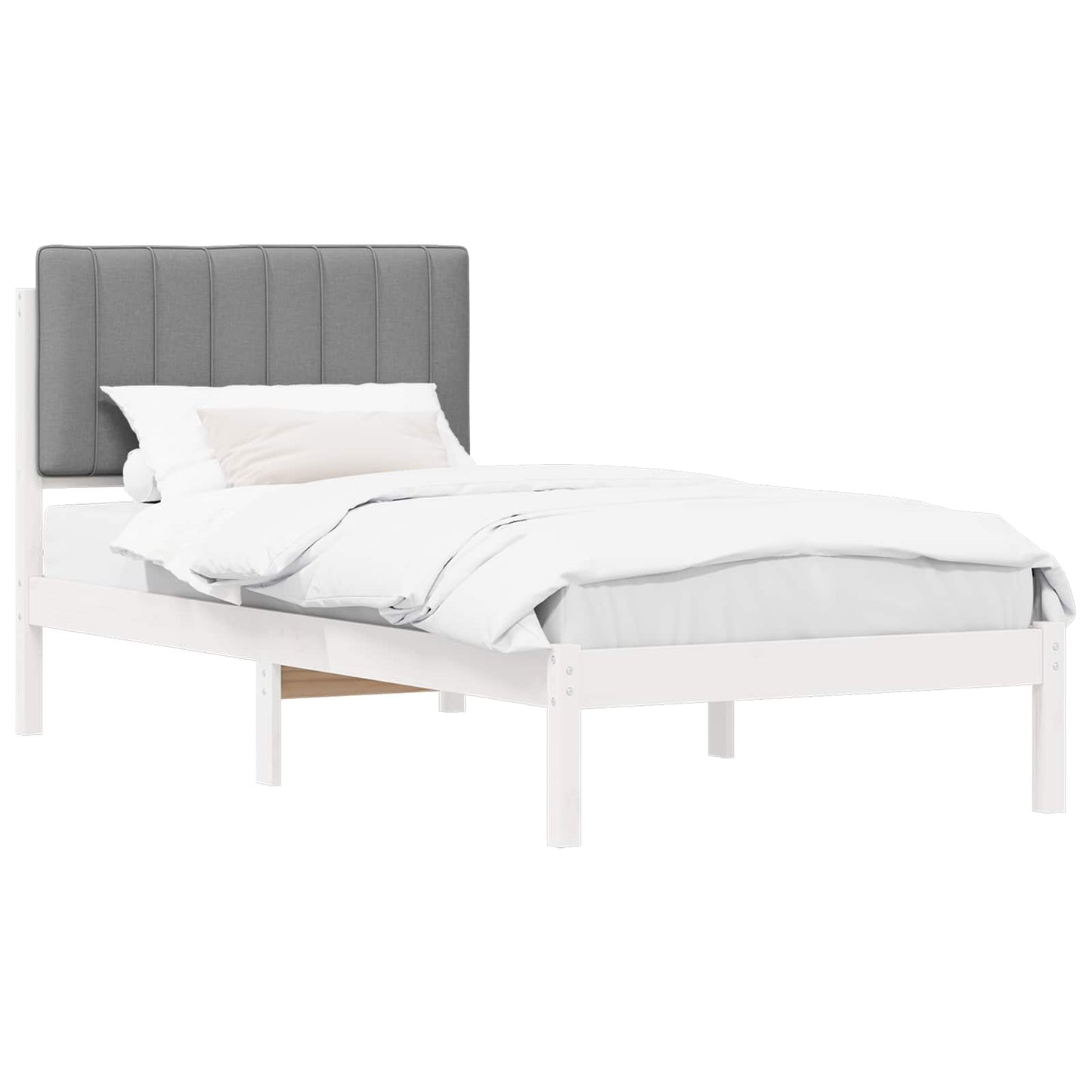 Bedframe met Gevoerd Hoofdgedeelte Wit en Lichtgrijs is nu te koop bij PeponiXL, paradijselijk wonen!