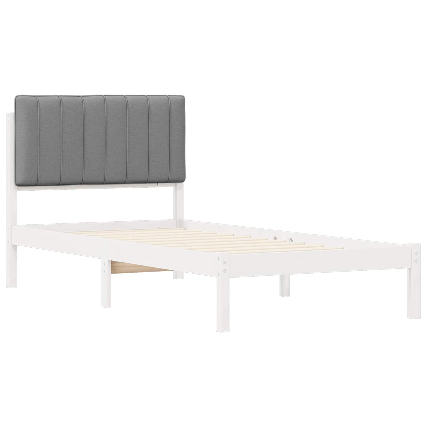 Bedframe met Gevoerd Hoofdgedeelte Wit en Lichtgrijs is nu te koop bij PeponiXL, paradijselijk wonen!