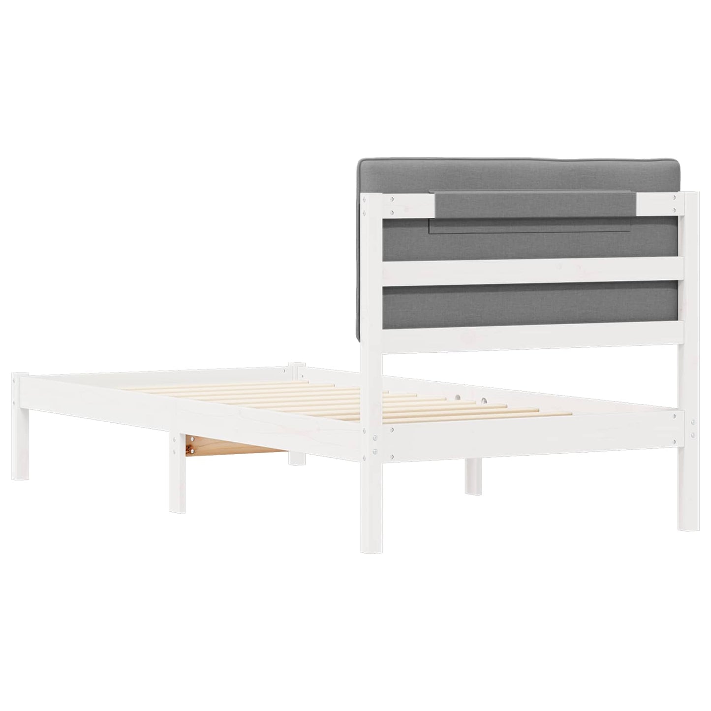 Bedframe met Gevoerd Hoofdgedeelte Wit en Lichtgrijs is nu te koop bij PeponiXL, paradijselijk wonen!