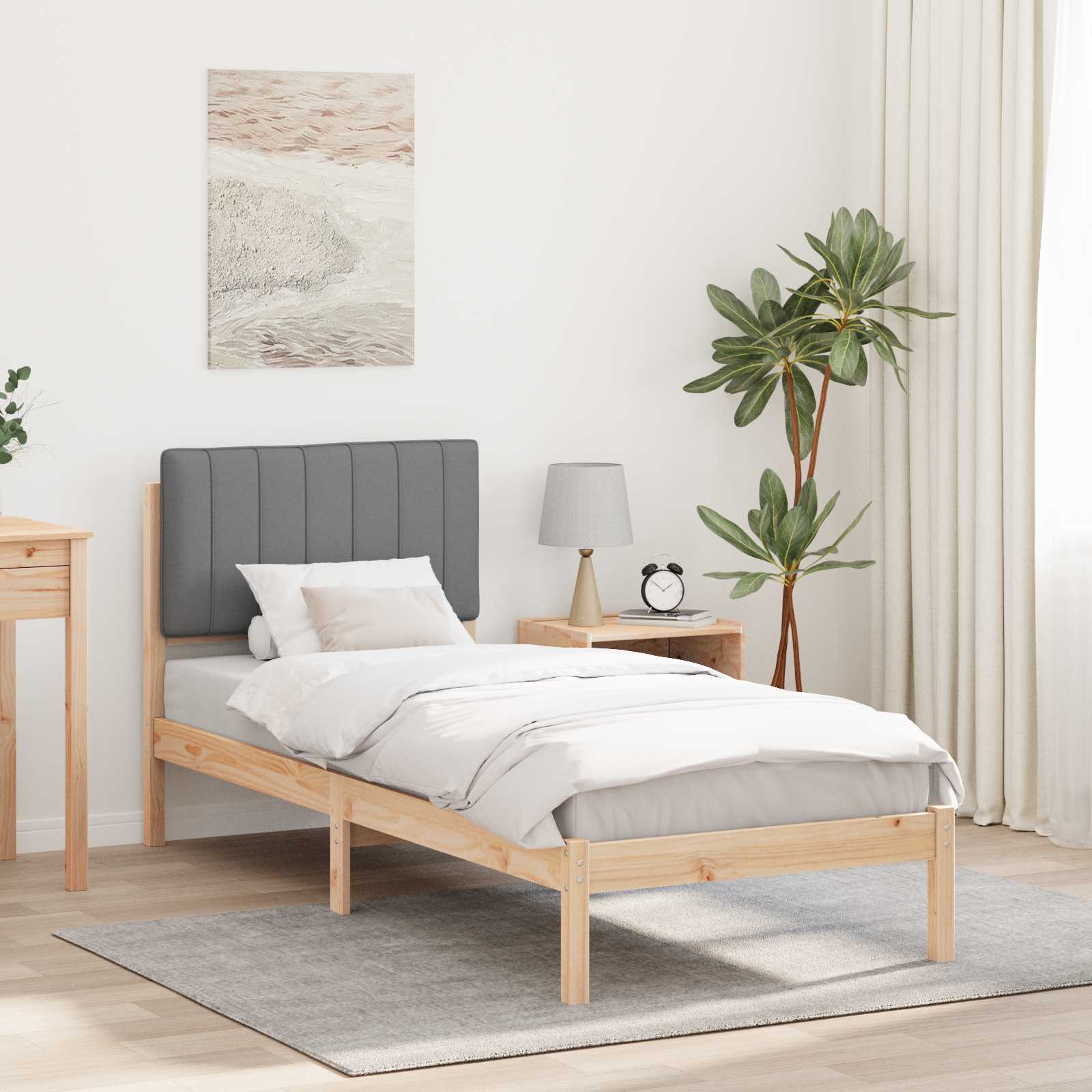 Bedframe met Gevoerd Hoofdgedeelte Lichtgrijs 80 x 200 cm is nu te koop bij PeponiXL, paradijselijk wonen!