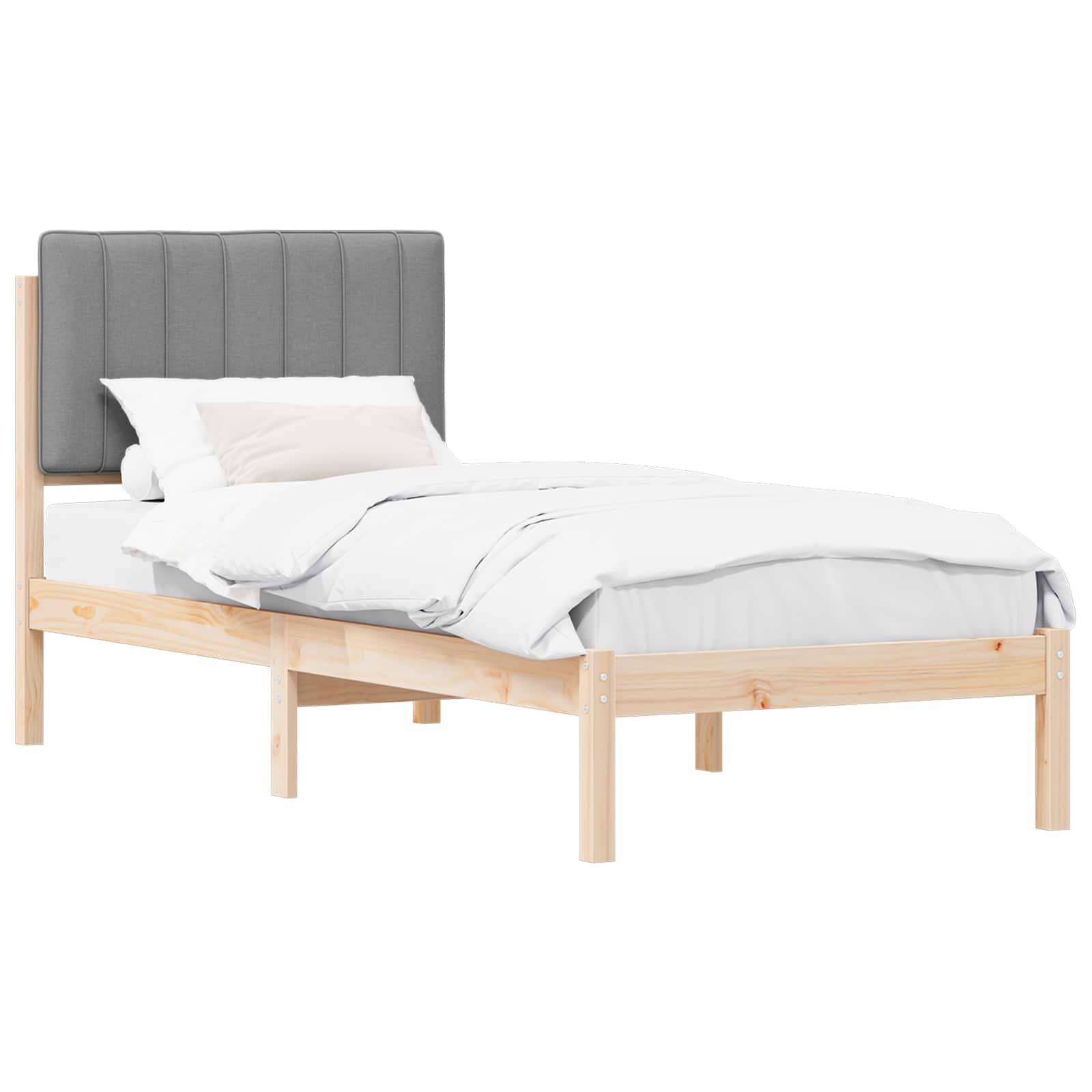 Bedframe met Gevoerd Hoofdgedeelte Lichtgrijs 80 x 200 cm is nu te koop bij PeponiXL, paradijselijk wonen!