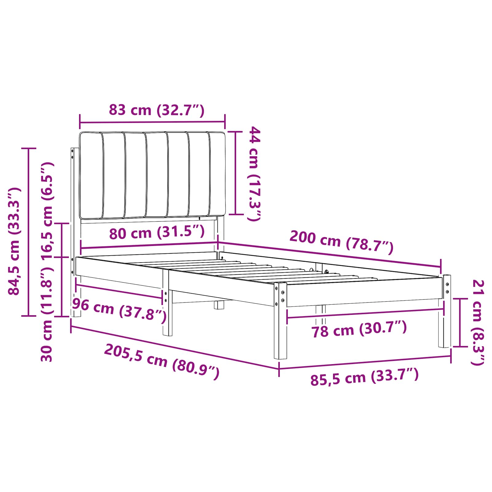 Bedframe met Gevoerd Hoofdgedeelte Lichtgrijs 80 x 200 cm is nu te koop bij PeponiXL, paradijselijk wonen!