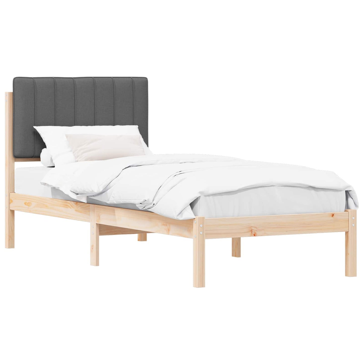 Bedframe met Gevoerd Hoofdgedeelte Donkergrijs 80 x 200 cm is nu te koop bij PeponiXL, paradijselijk wonen!