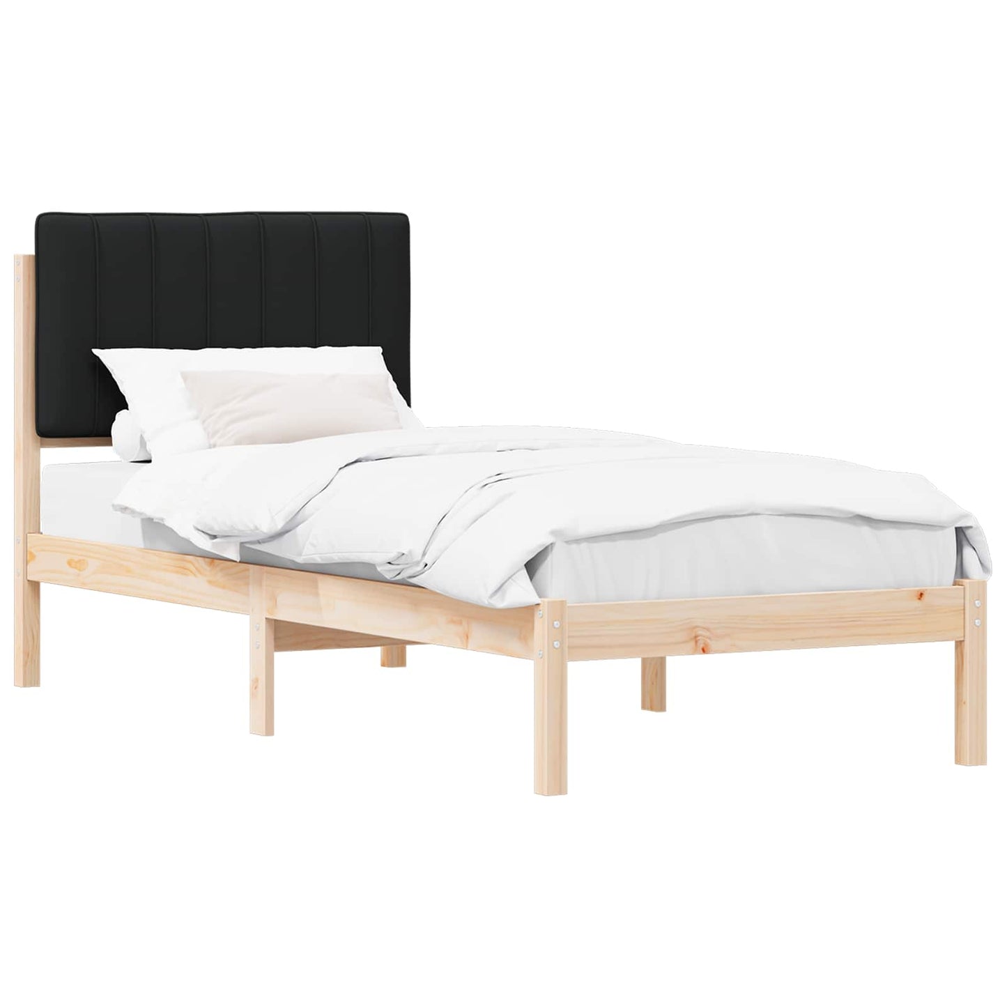 Bedframe met Gevoerd Hoofdgedeelte Zwart 80 x 200 cm is nu te koop bij PeponiXL, paradijselijk wonen!