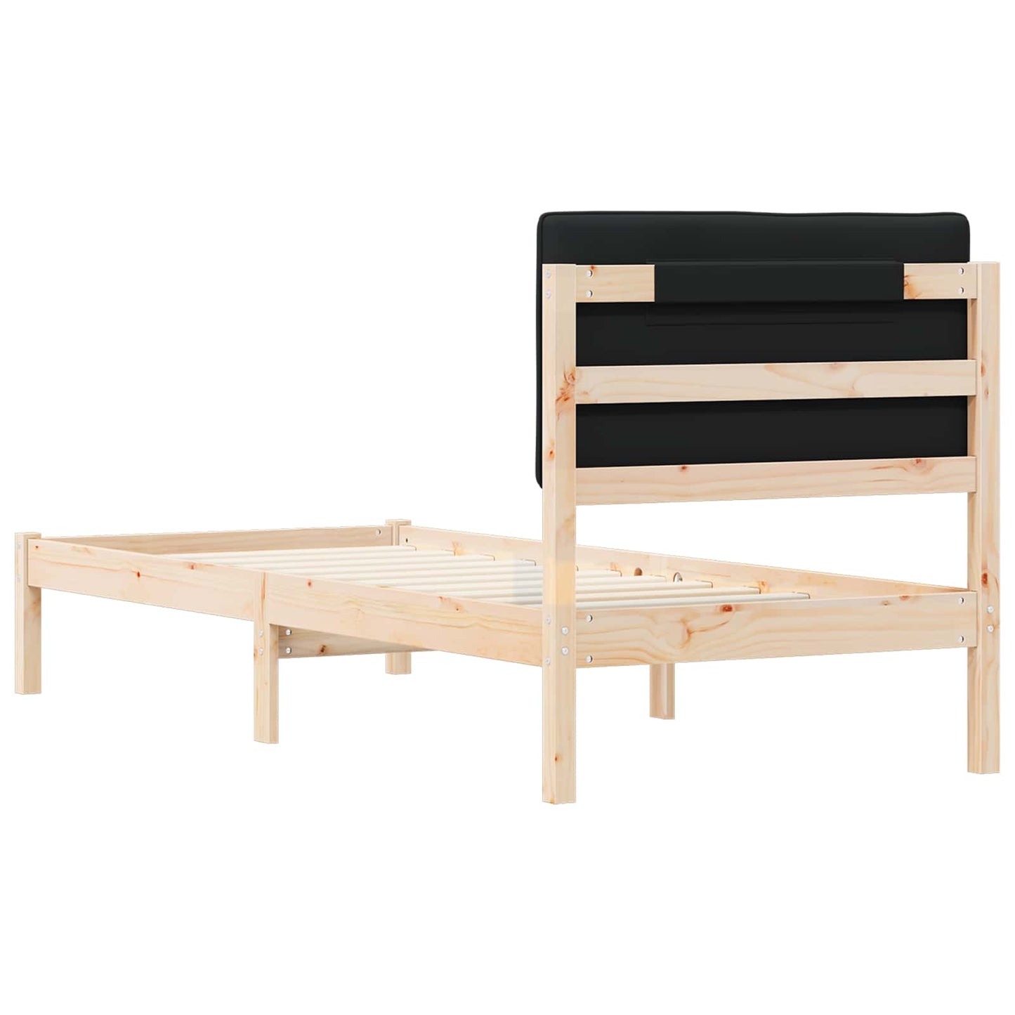 Bedframe met Gevoerd Hoofdgedeelte Zwart 80 x 200 cm is nu te koop bij PeponiXL, paradijselijk wonen!