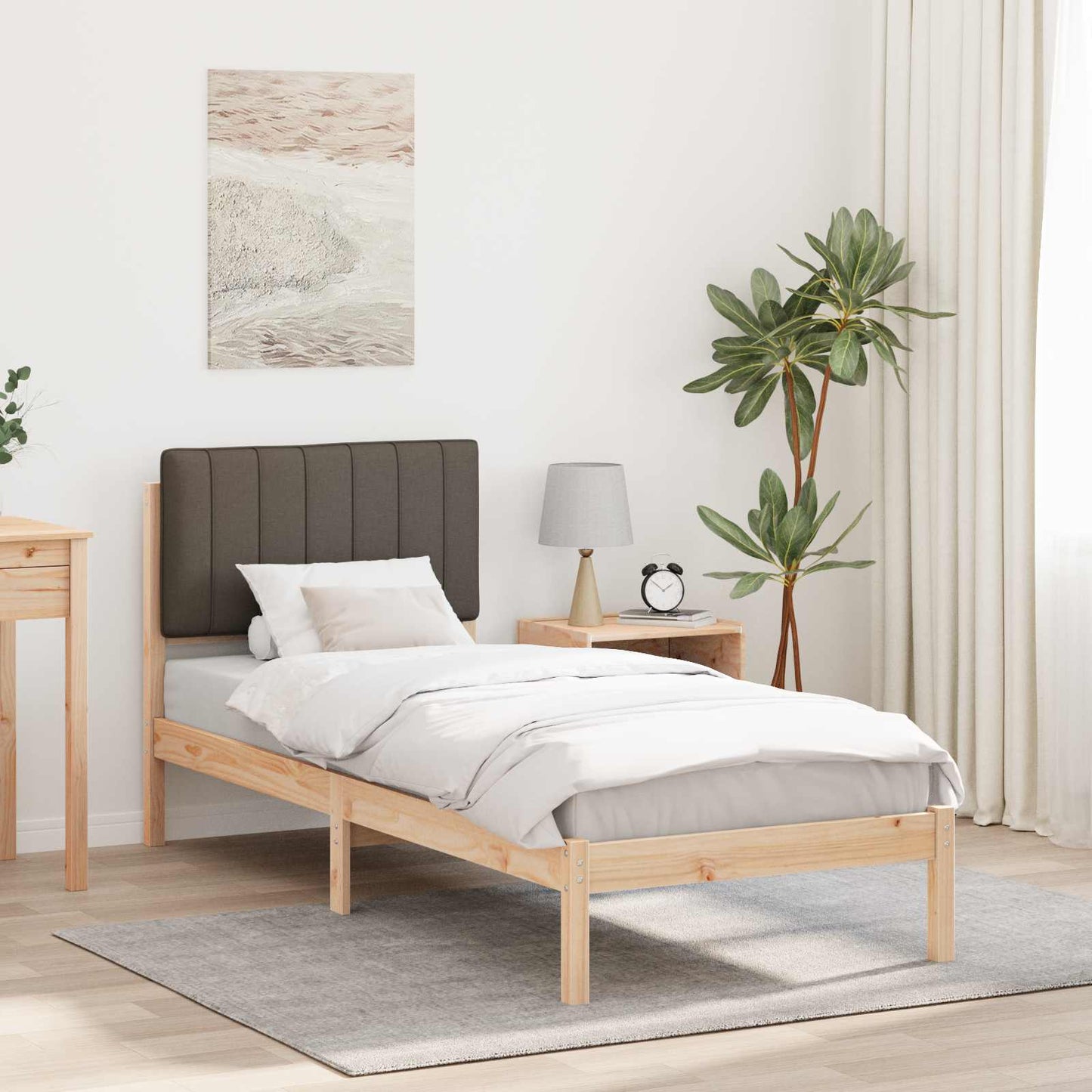 Bedframe met Gevoerd Hoofdgedeelte Taupe 80 x 200 cm is nu te koop bij PeponiXL, paradijselijk wonen!