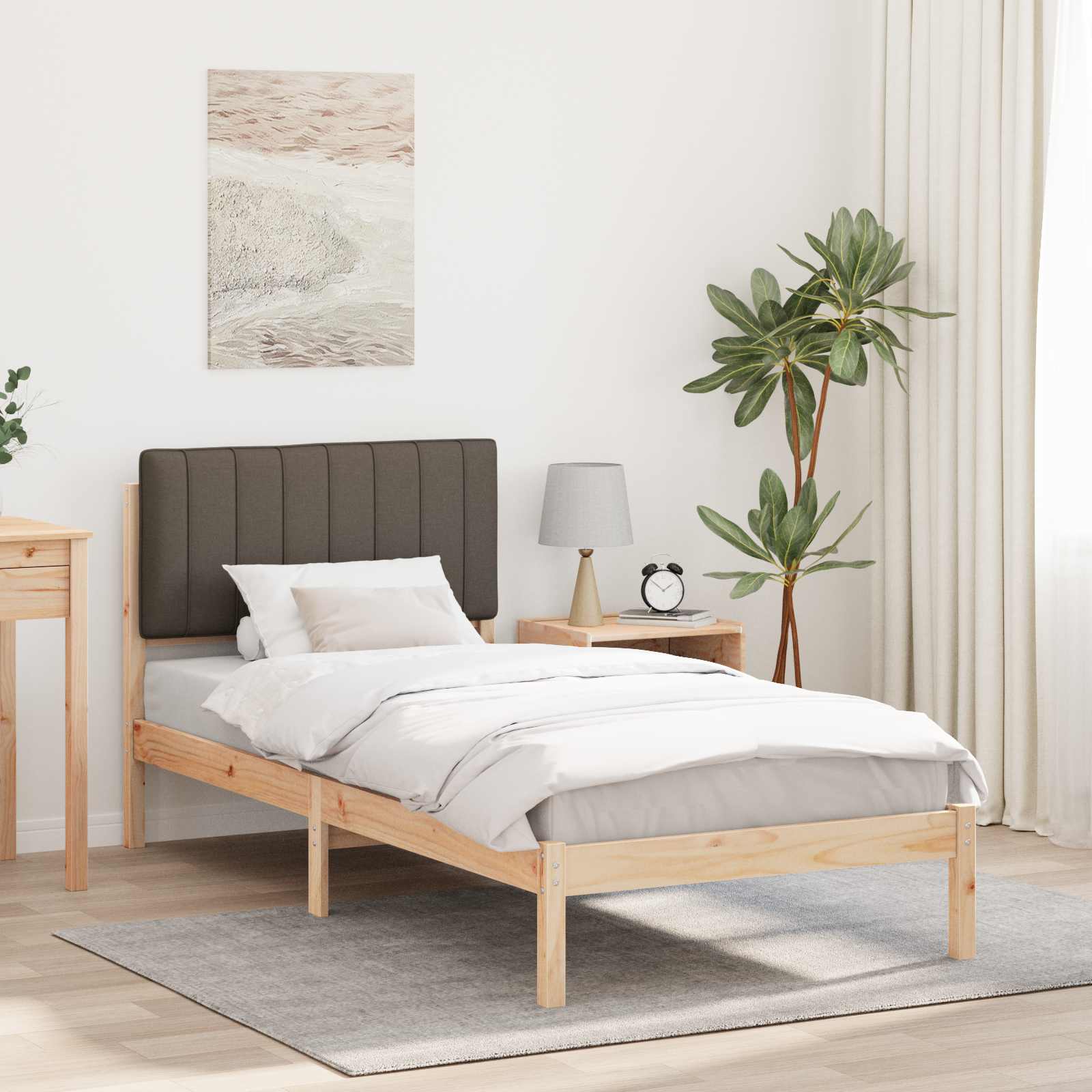 Bedframe met Gevoerd Hoofdgedeelte Taupe 90 x 190 cm is nu te koop bij PeponiXL, paradijselijk wonen!