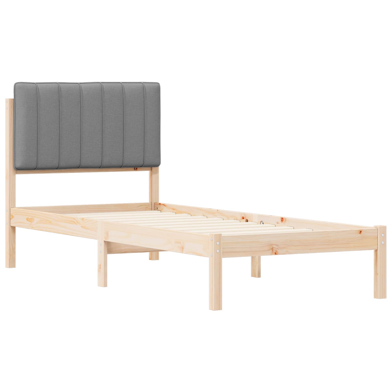 Bedframe met Gevoerd Hoofdgedeelte Lichtgrijs 75 x 190 cm is nu te koop bij PeponiXL, paradijselijk wonen!