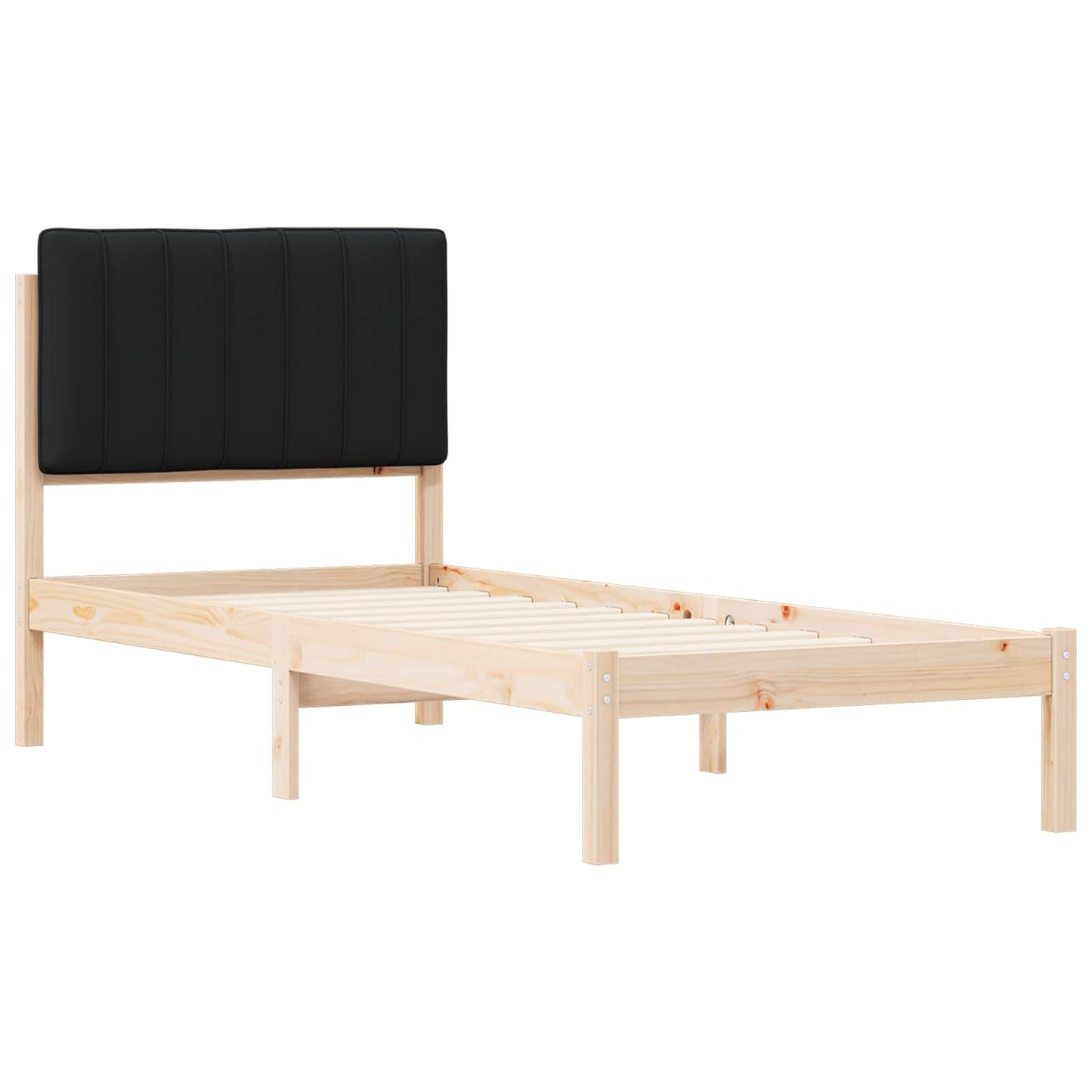 Bedframe met Gevoerd Hoofdgedeelte Zwart 75 x 190 cm is nu te koop bij PeponiXL, paradijselijk wonen!