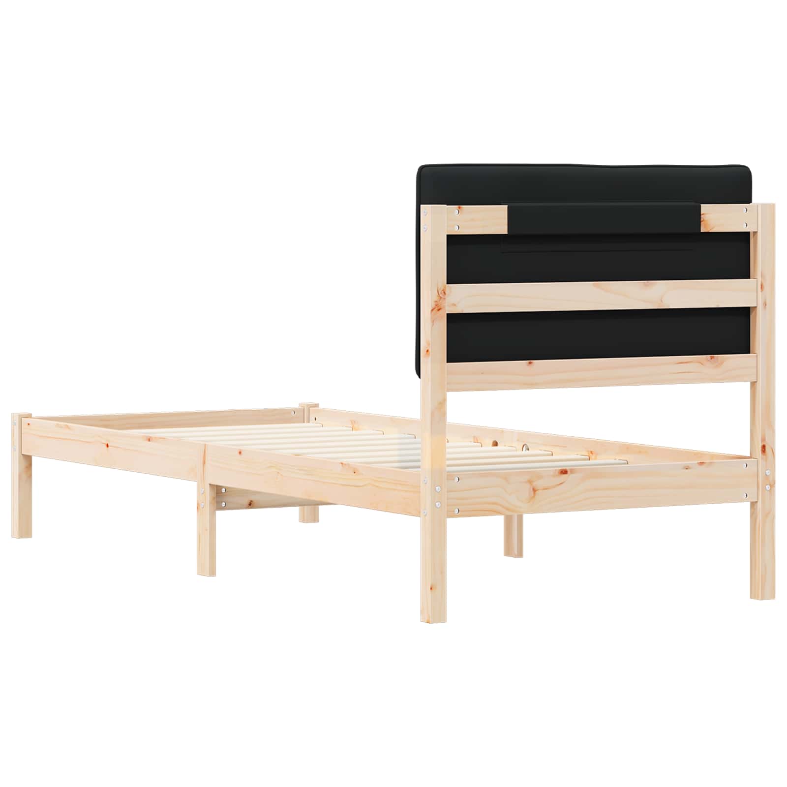 Bedframe met Gevoerd Hoofdgedeelte Zwart 75 x 190 cm is nu te koop bij PeponiXL, paradijselijk wonen!