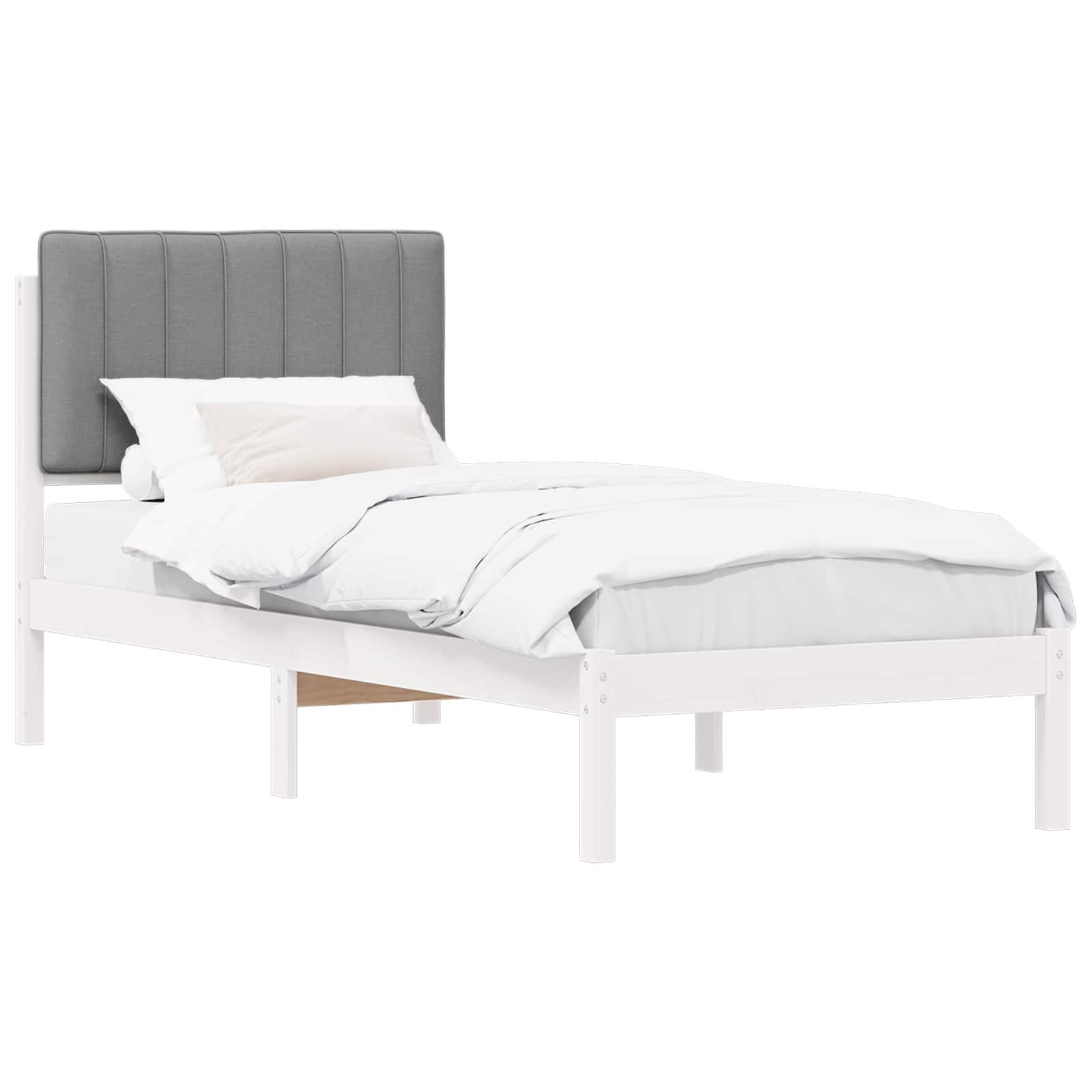 Bedframe met Gevoerd Hoofdgedeelte Lichtgrijs 75 x 190 cm is nu te koop bij PeponiXL, paradijselijk wonen!