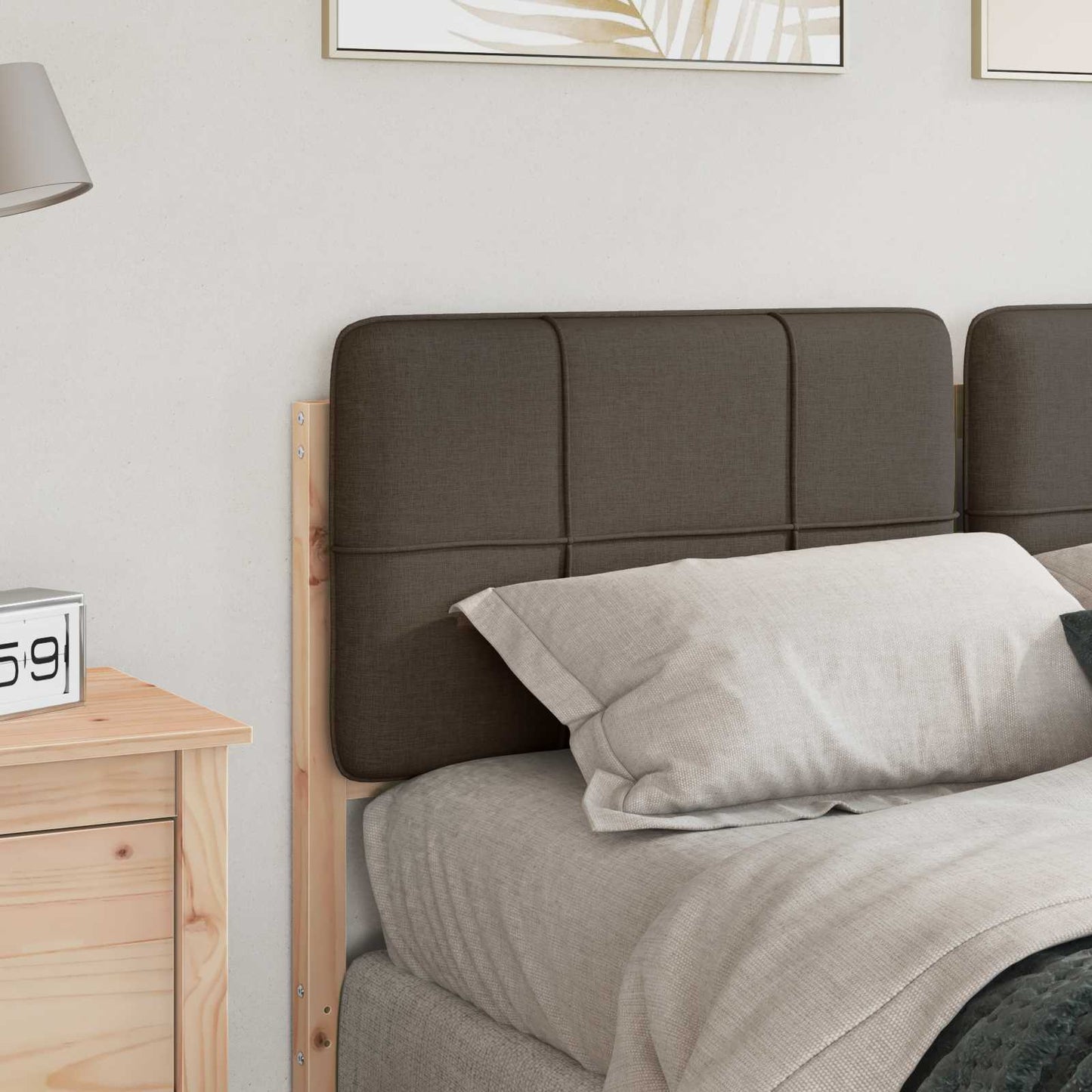 Gestoffeerd hoofdbord Bruin en Taupe 120 cm Massief grenenhout is nu te koop bij PeponiXL, paradijselijk wonen!