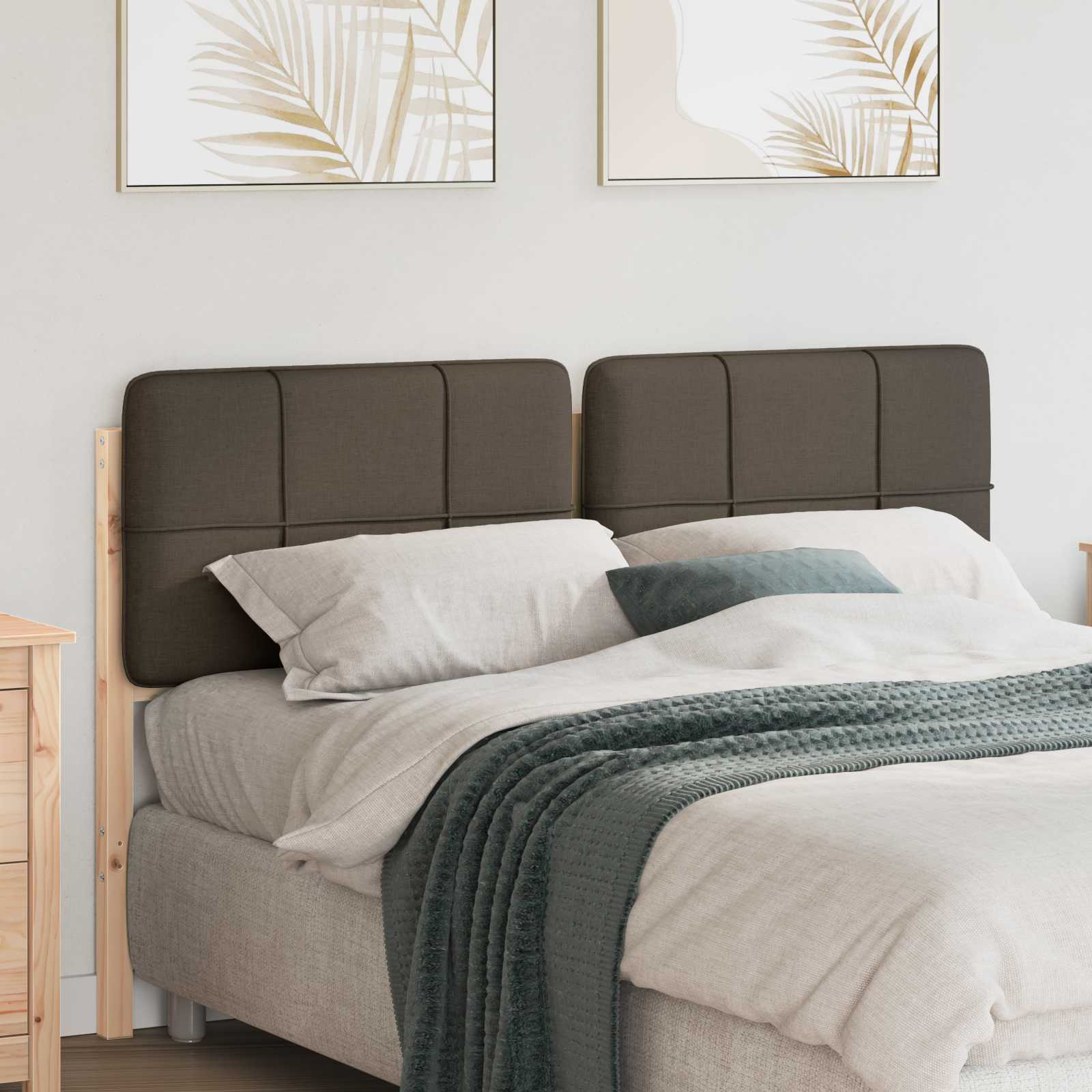Gestoffeerd hoofdbord Bruin en Taupe 120 cm Massief grenenhout is nu te koop bij PeponiXL, paradijselijk wonen!