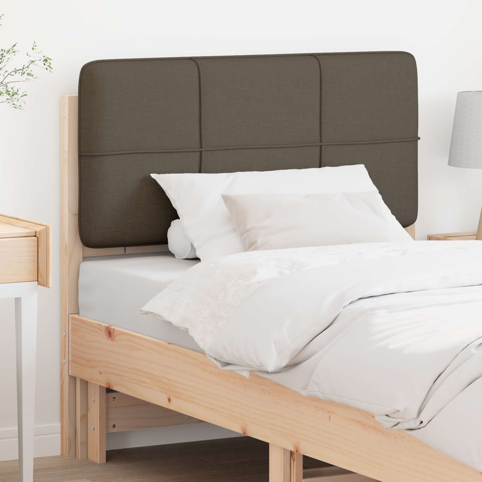 Gestoffeerd hoofdbord Bruin en Taupe 100 cm Massief grenenhout is nu te koop bij PeponiXL, paradijselijk wonen!